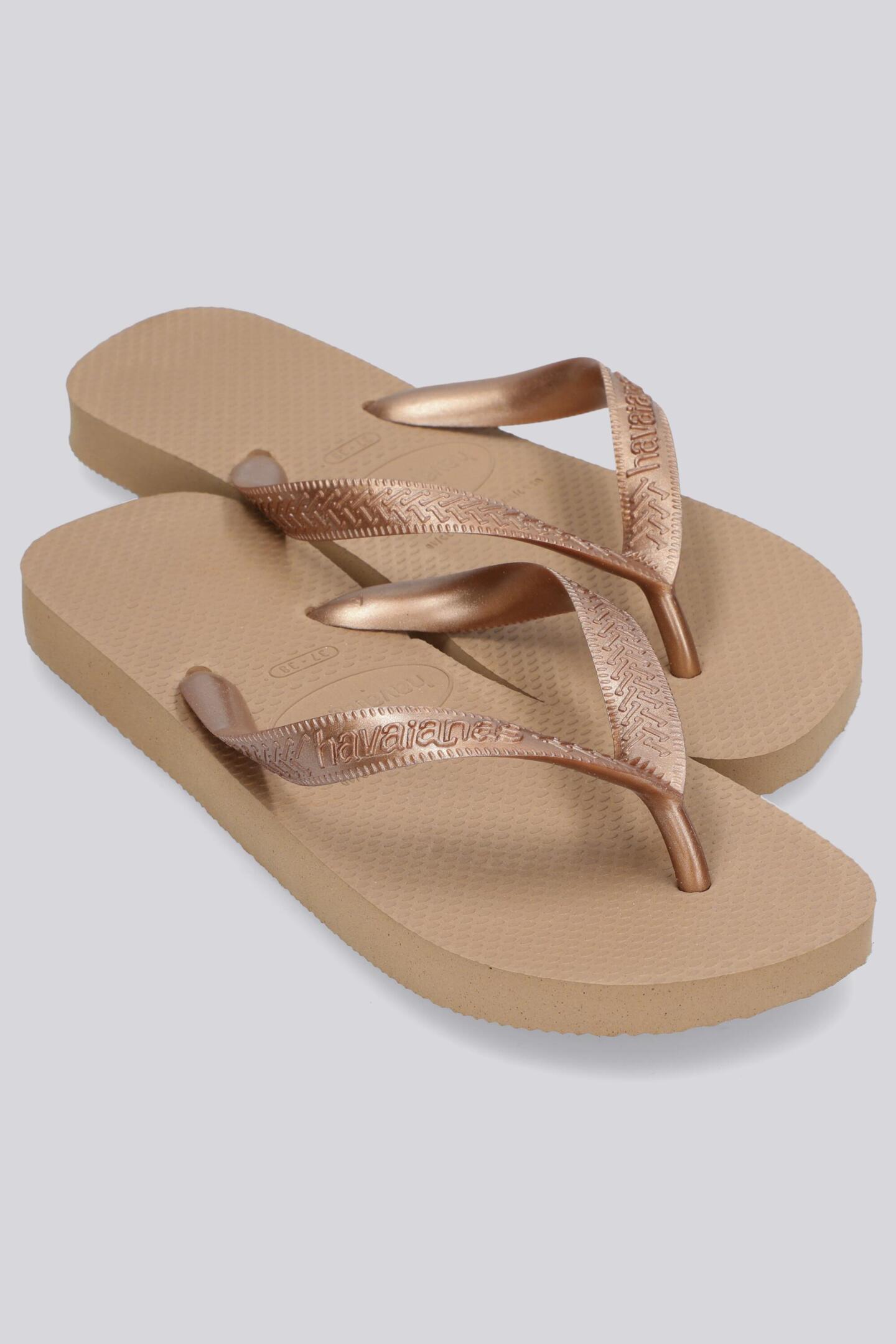 Havaianas Top Tiras Infradito Donna, Rosa Oro, Tacco Piatto, Gomma Morbida, Taglie 8M/9M (39/40)