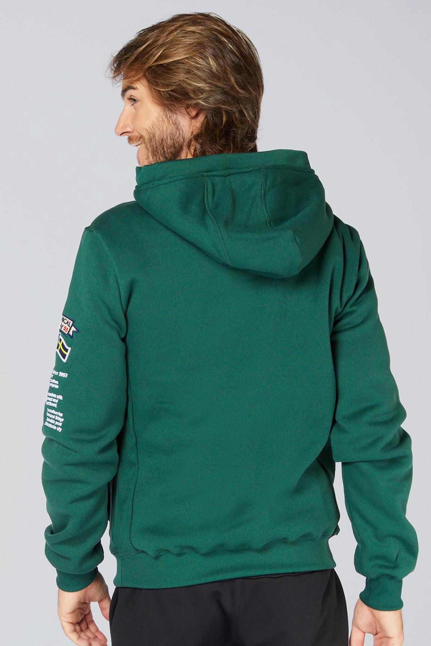 Geographical Norway - Sweat Col Zippé Capuche Gymclass Vert Kaki
