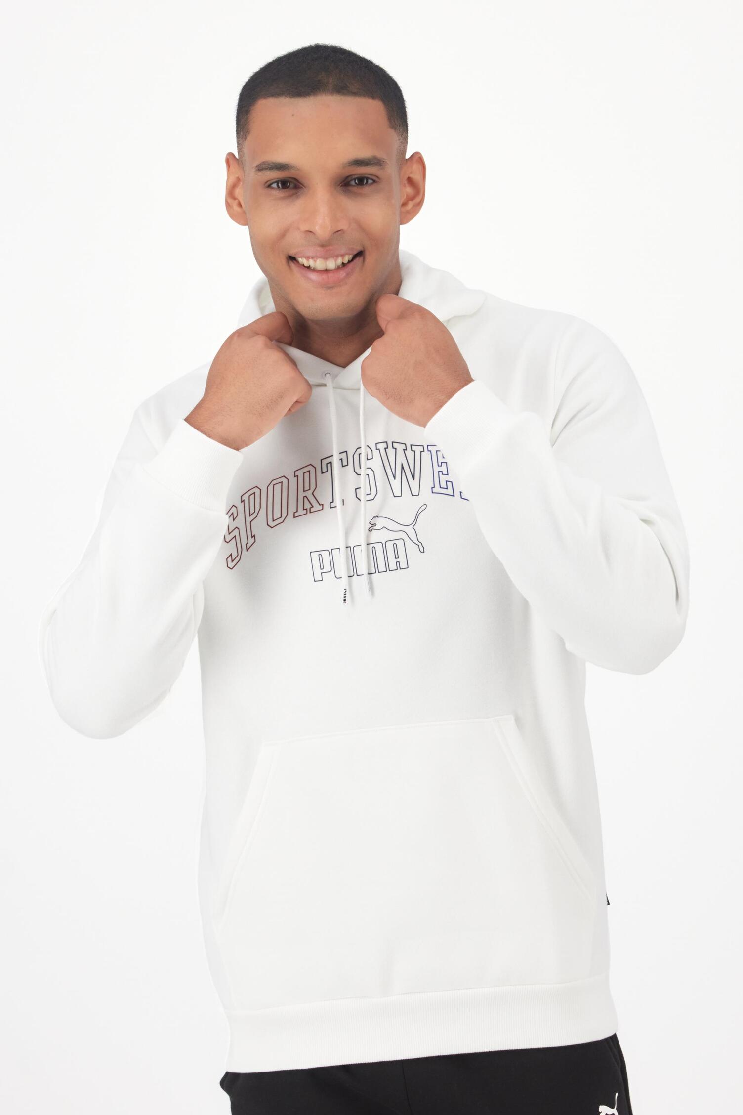 Puma Ess+Logo Lab Blanco Sudadera Capucha Hombre Sprinter
