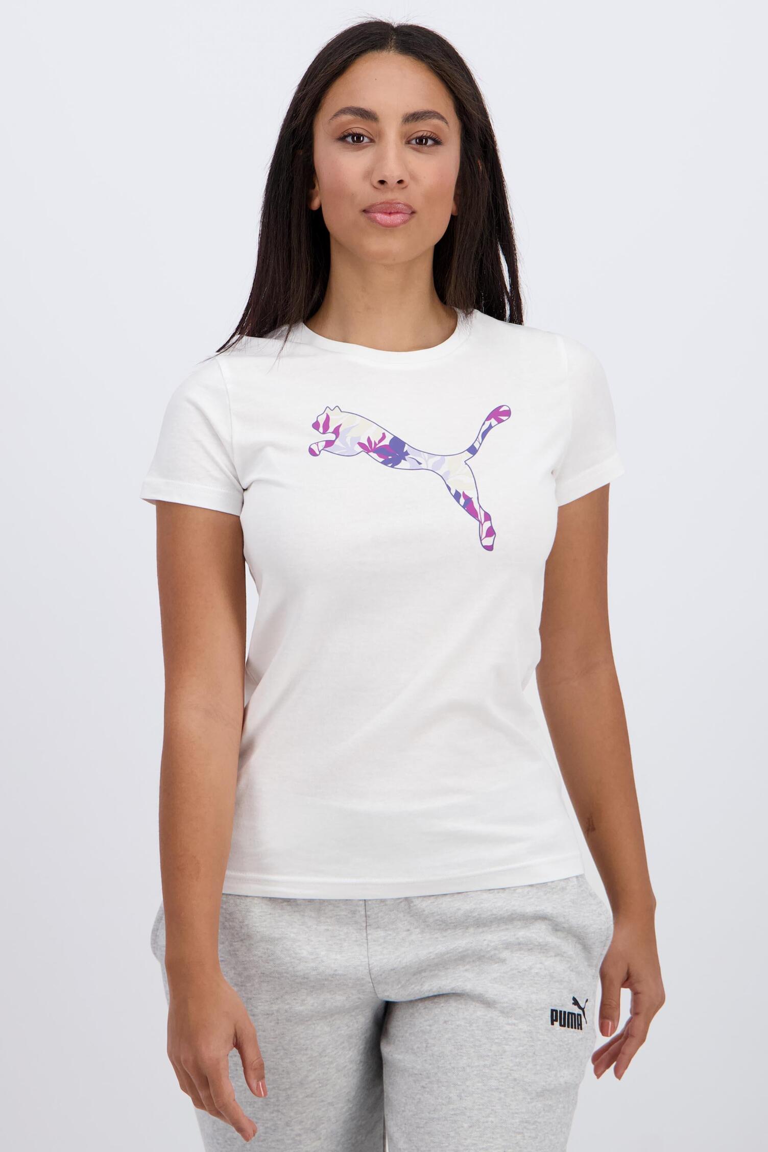 Puma Floral Blanco Camiseta Mujer Sprinter