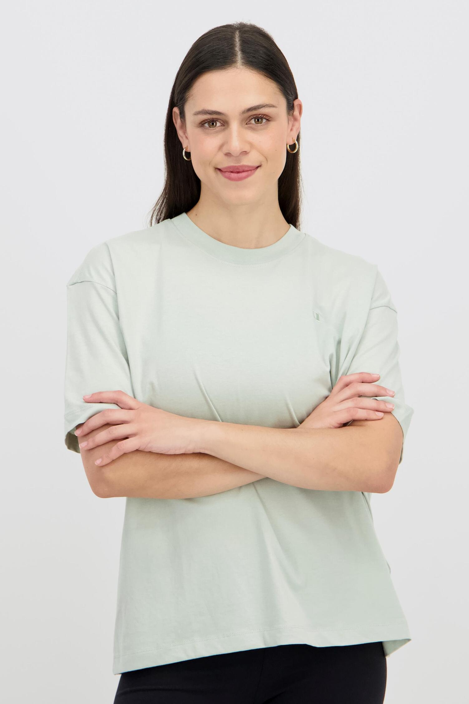 Champion Logo Verde Camiseta Oversize Mujer Sprinter