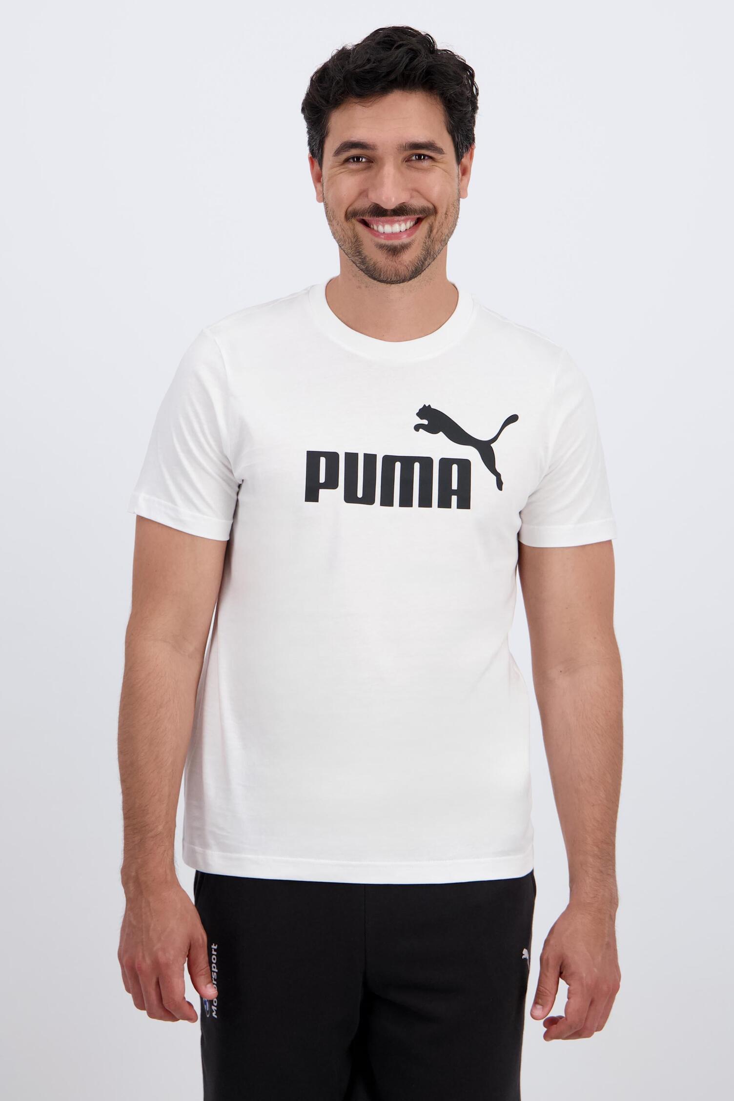 Puma Big Logo Blanco Camiseta Algodón Hombre Sprinter