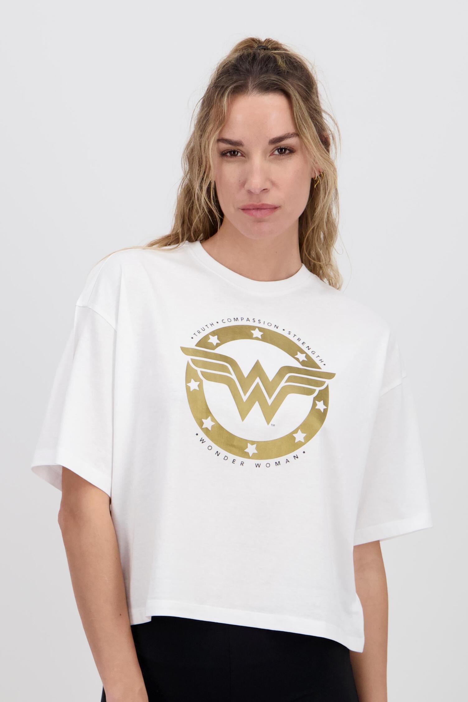 Popgear Wonder Woman T-Shirt Für Mädchen – "Fearless" Design In Weiß | Offizielles DC Comics Merchandise