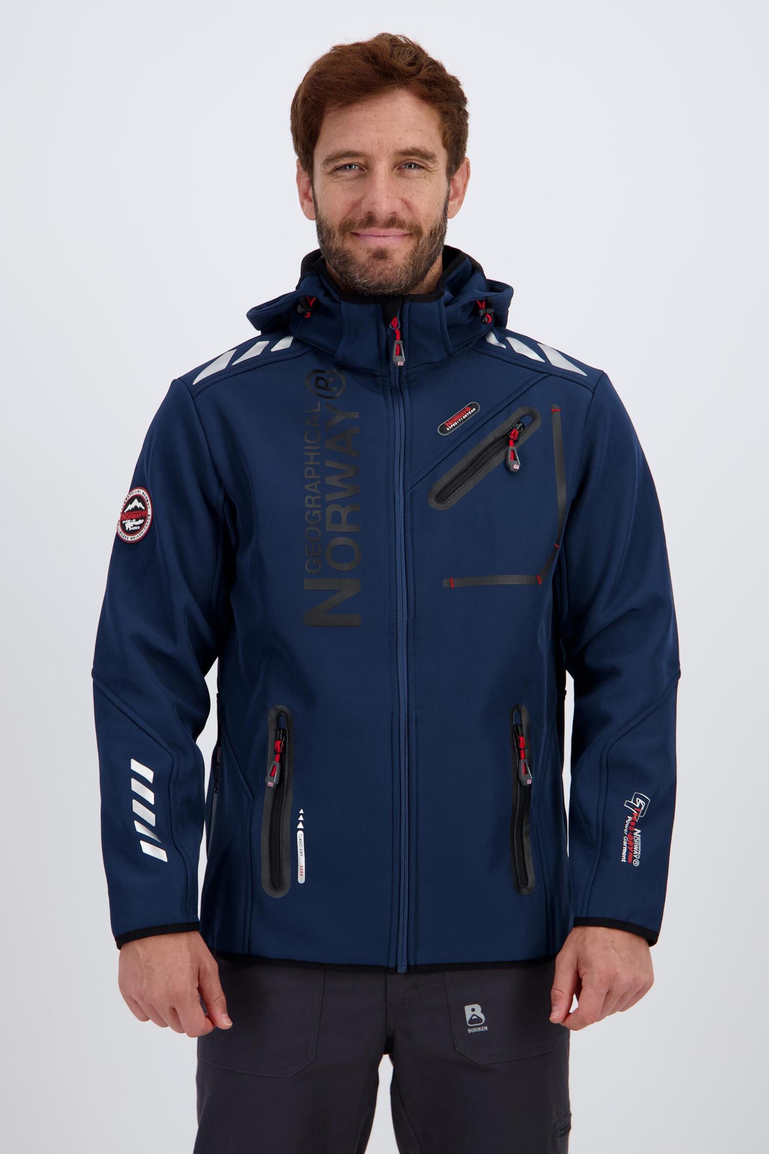 Geographical Norway Taxillus Men - Chaqueta Softshell Hombre Impermeable Con Capucha - Abrigo Para Hombres Outdoor Cortavientos Resistente - Senderismo Esquí Otoño Invierno Primavera (Gris Oscuro S