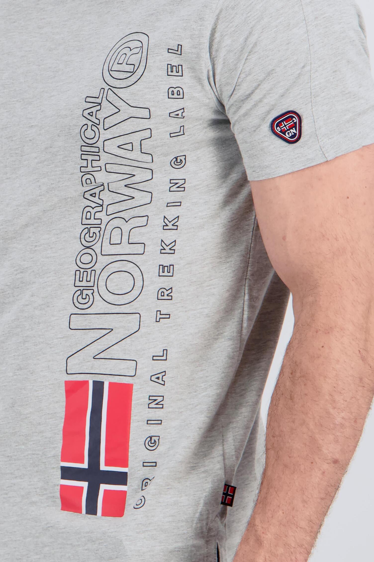 Geographical Norway T-Shirt Uomo JIDNEY: Maglietta Maniche Corte In Cotone Con Scollo A V (Grigia, Taglia XXXL)