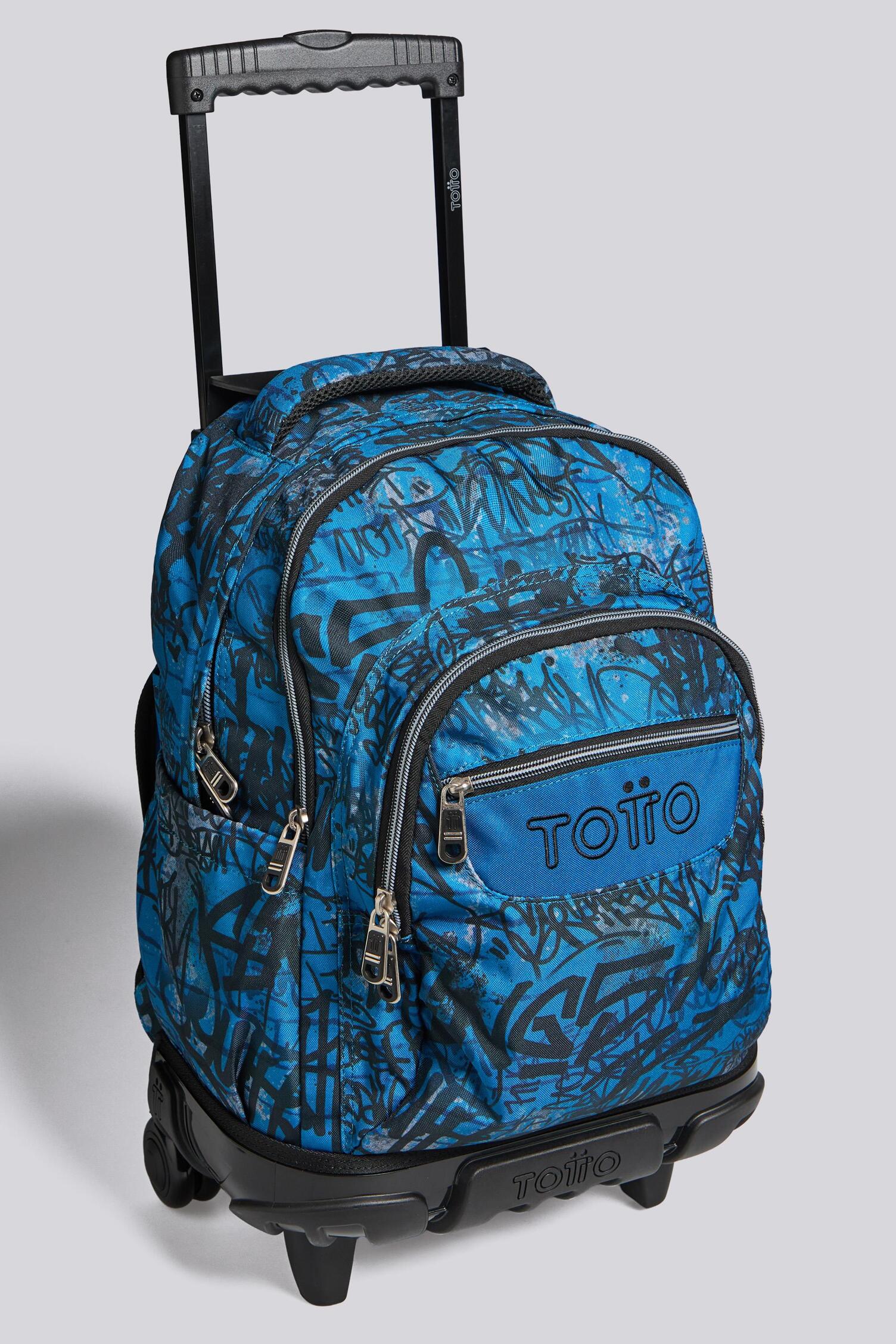 TOTTO Zaino Con Ruote Rue Bomper Ringlones Blu - Unisex Con Organizer E Cinghie Regolabili