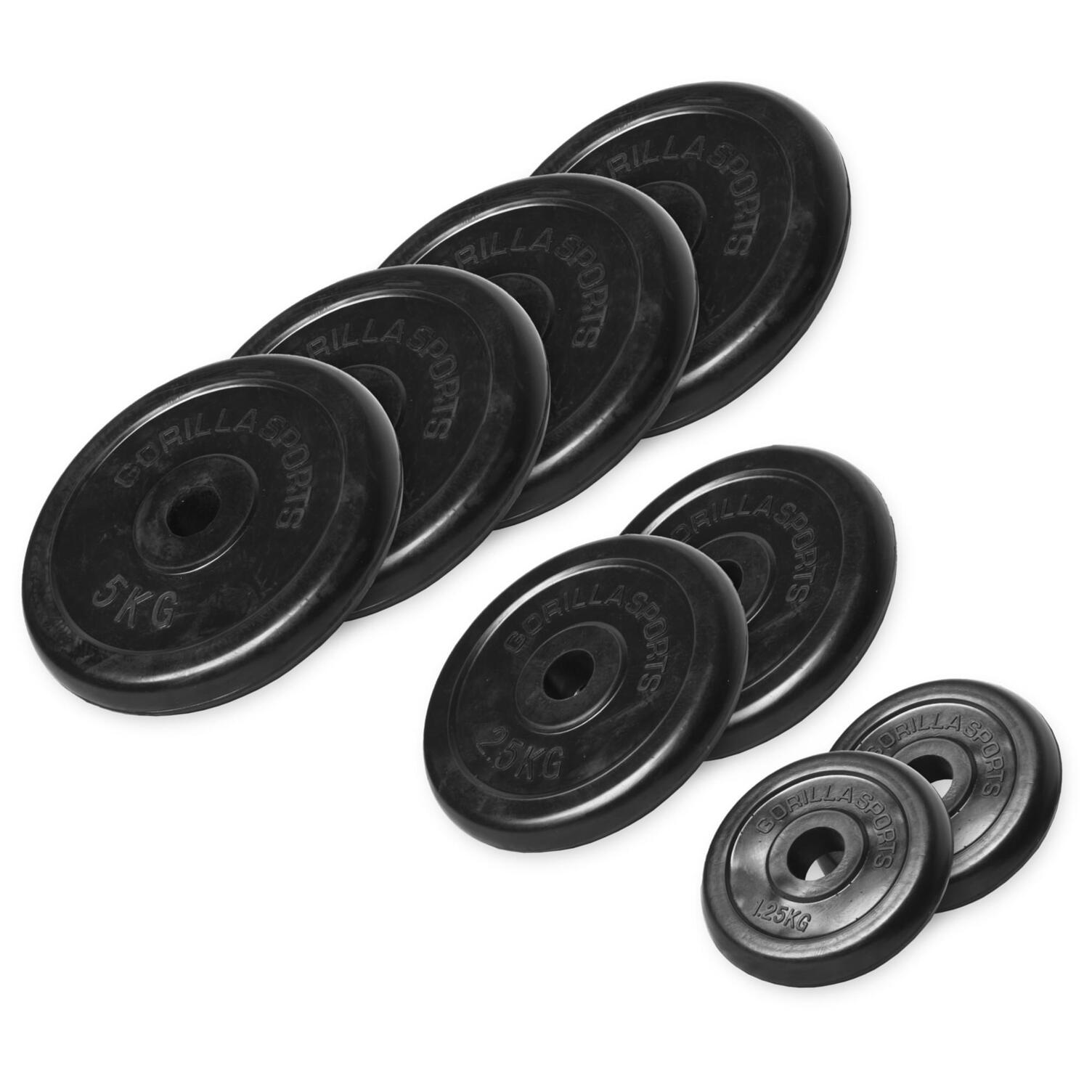 Set Discos Pesas Goma Gorilla Sports Negro Sprinter MKP