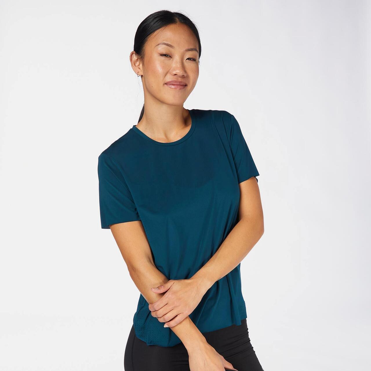 DOTIN T-Shirt Donna Maniche Corte A V – Maglietta Basic Elasticizzata In Cotone, Colore Cielo Blu (Taglie Dalla S Alla 2XL)