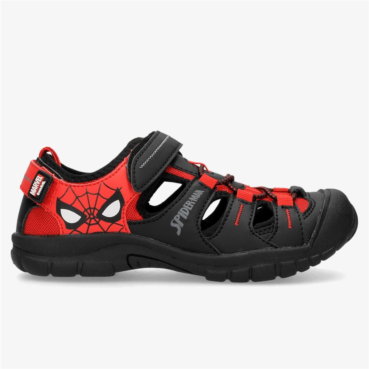 Marvel Spiderman Sport Sandalen voor Kinderen Open Teen Gemakkelijk Fasten Sliders Zomer Schoenen, Rood Zwart, 11 UK Child