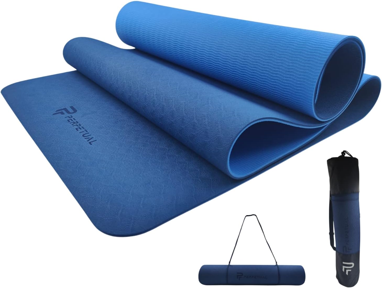 PERPETUAL® TPA Esterilla de Yoga y Pilates de 6mm - Mat Antideslizante -  Con Correa y Bolsa