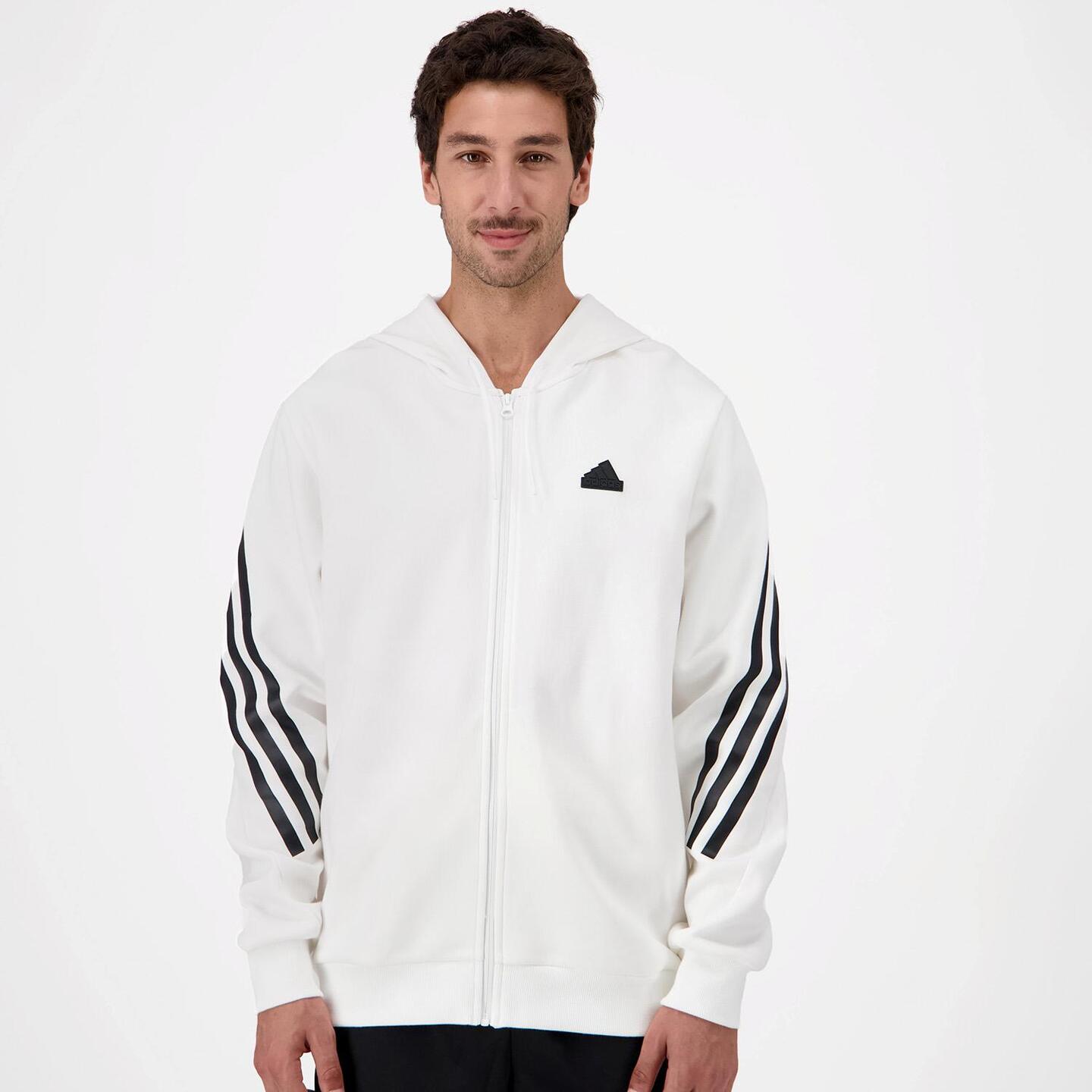 adidas 3 Stripes Blanco Sudadera Cremallera Hombre Sprinter