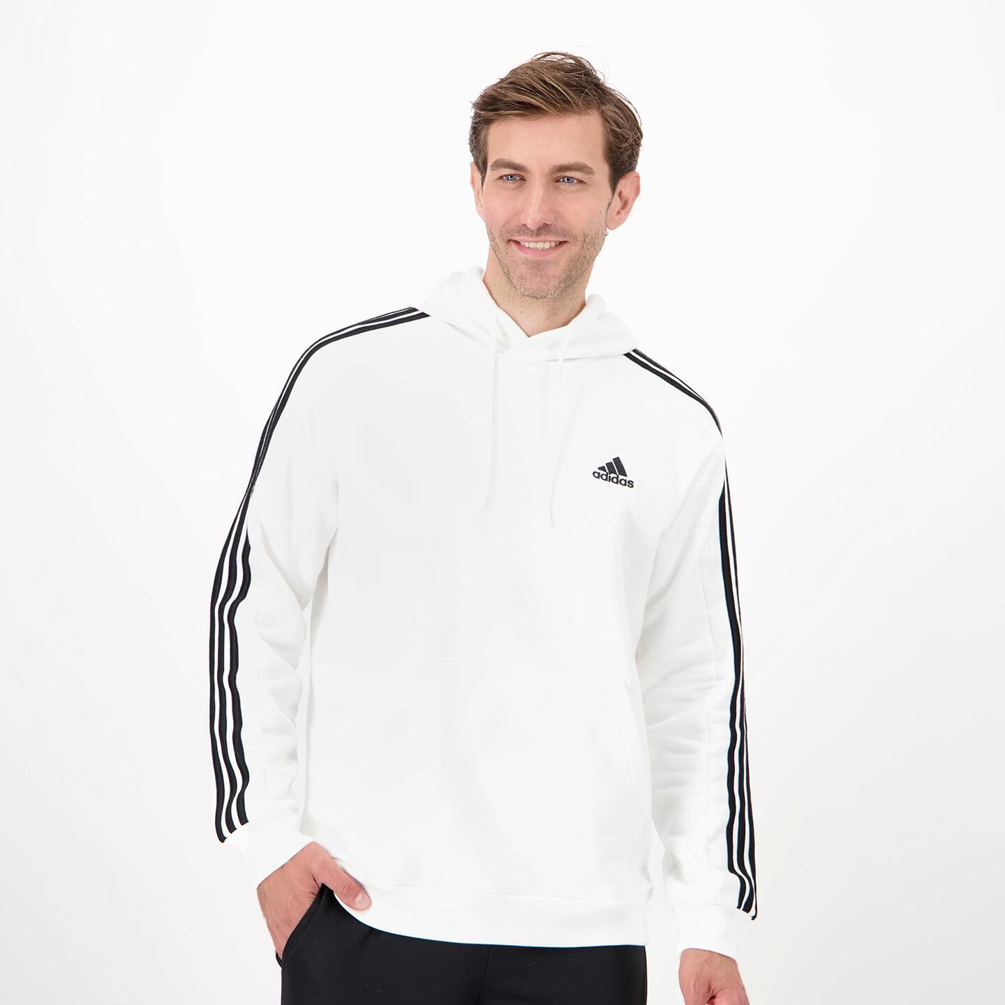 adidas 3 Stripes Blanco Sudadera Capucha Hombre Sprinter