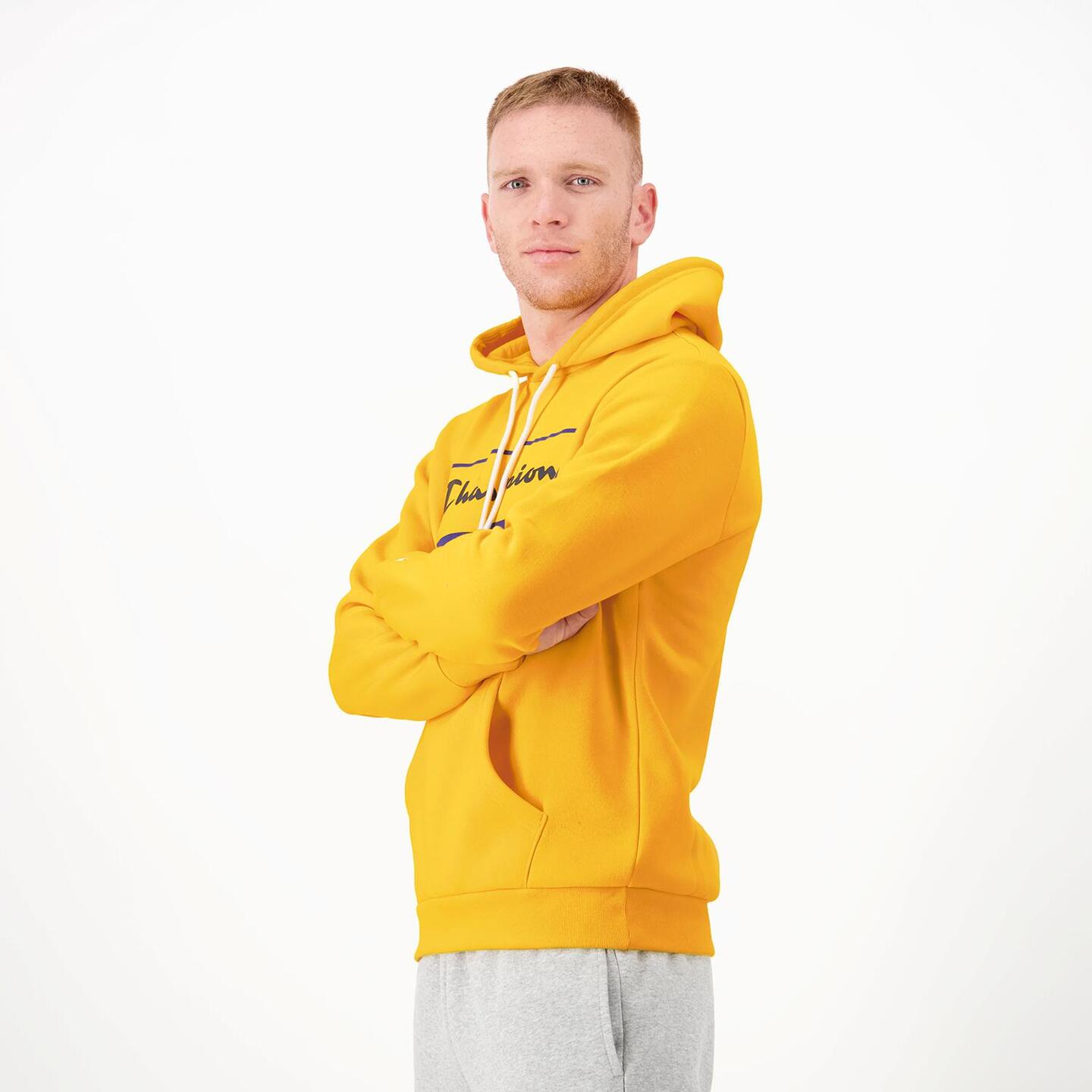 Champion Box Logo Amarelo Sweatshirt Capuz Homem Sport Zone