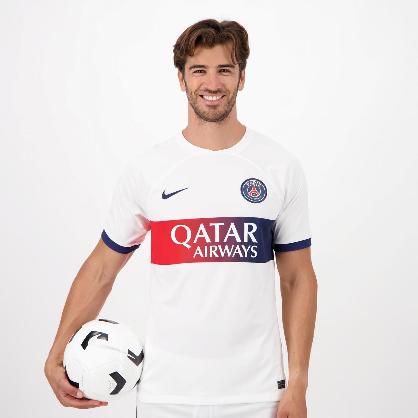 PSG 2 Equipacion 23 24 Blanco Camiseta Futbol Hombre Sprinter