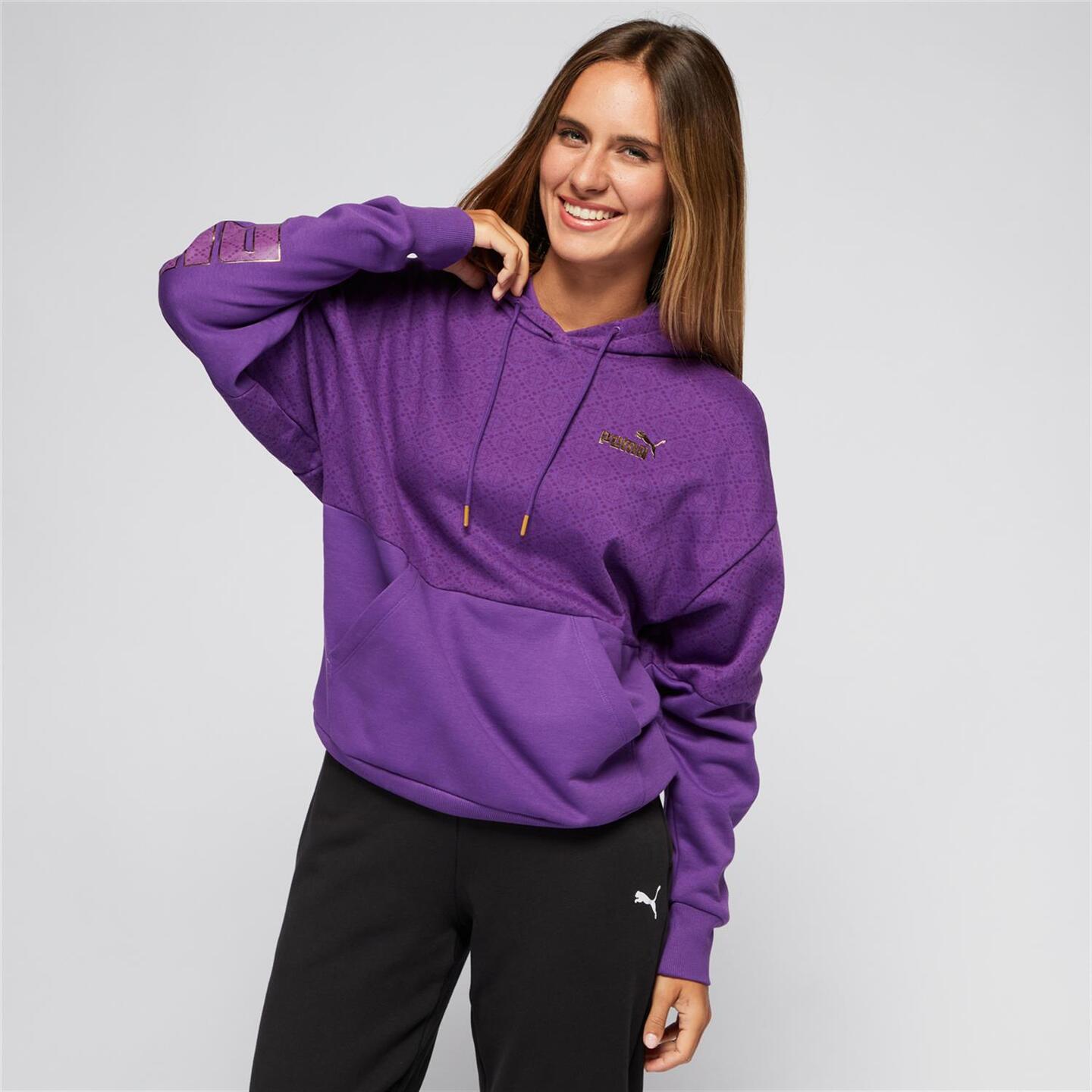 Puma Power Logo Love - morado - Sweatshirt Capuz Mulher