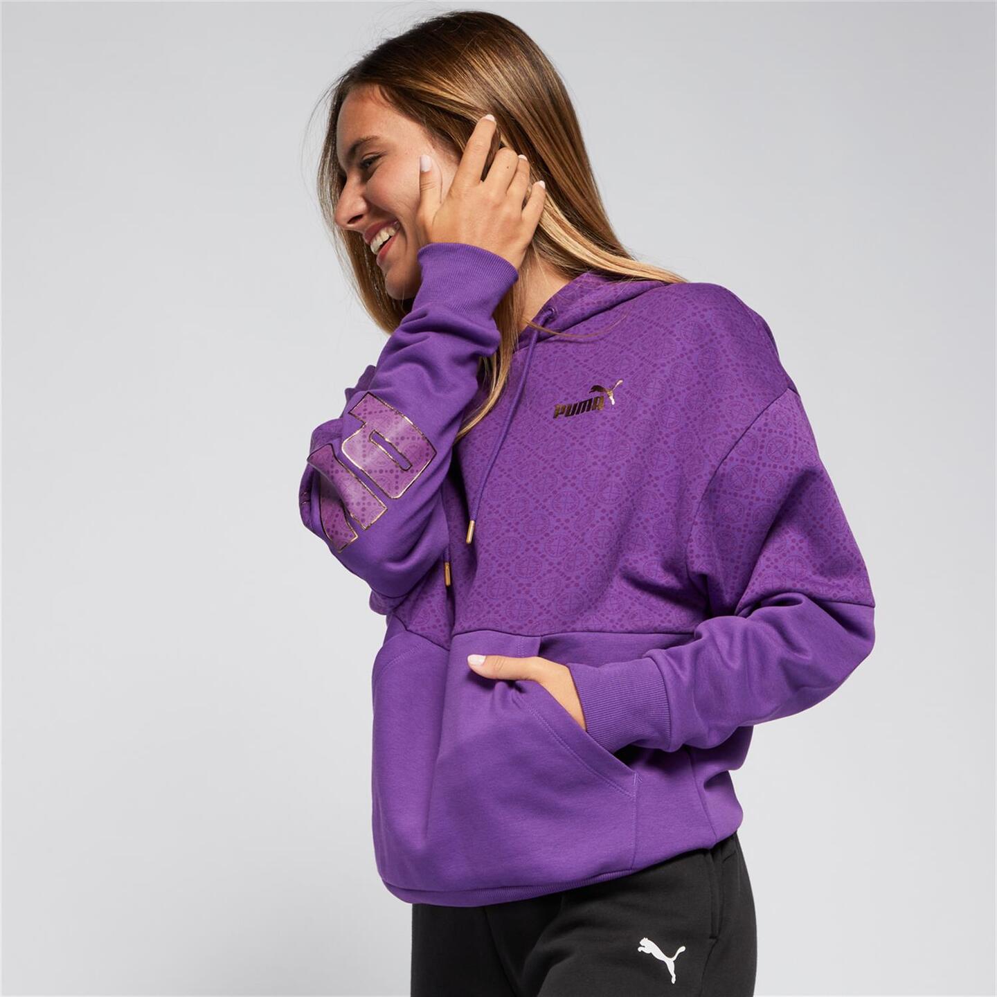 Puma Power Logo Love - morado - Sudadera Capucha Mujer