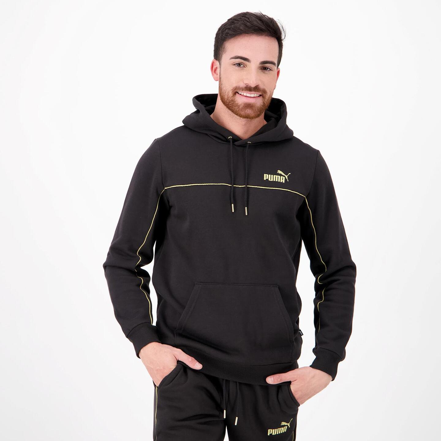 Puma Minimal Gold Negro Sudadera Capucha Hombre Sprinter