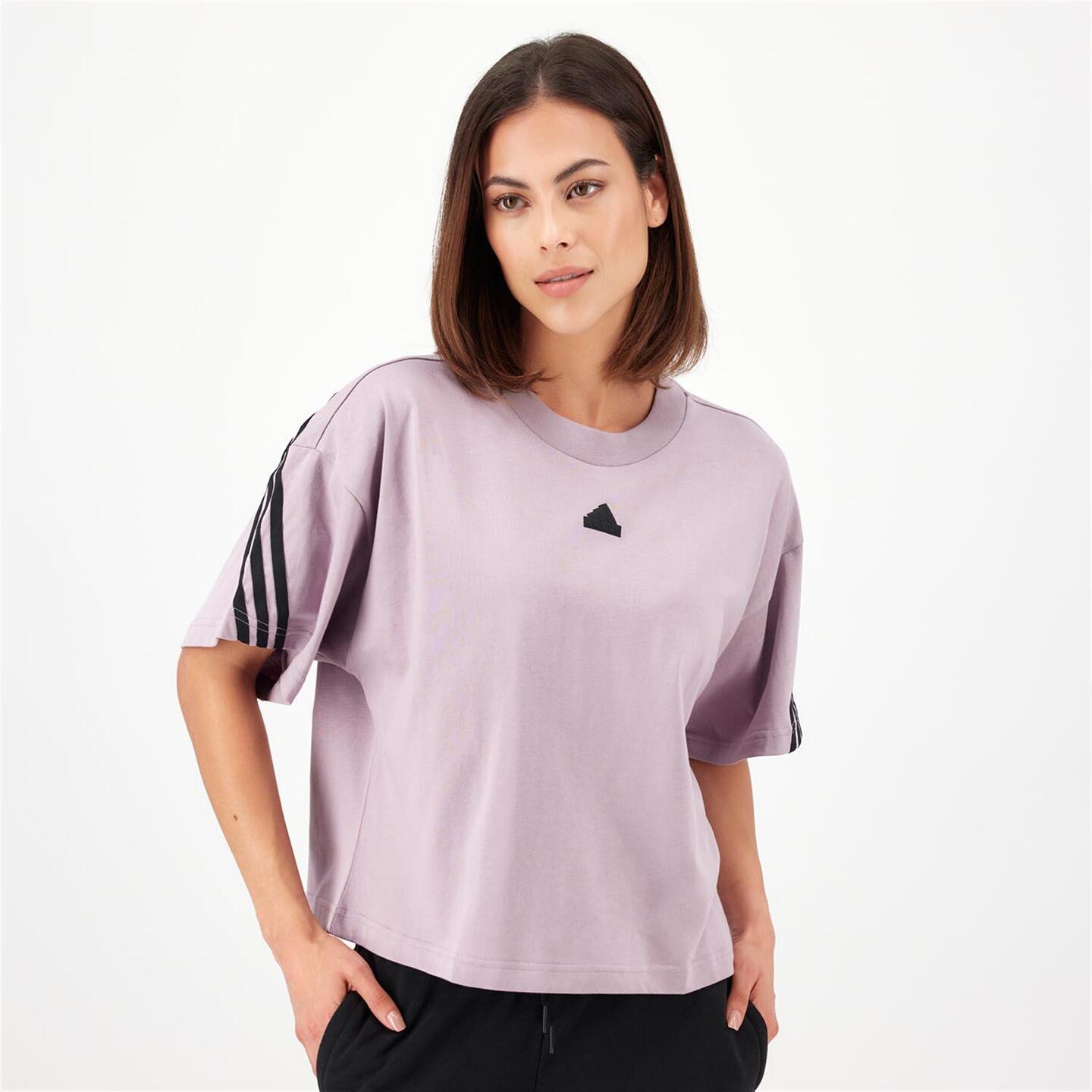 adidas 3 Stripes - morado - Camiseta Boxy Mujer