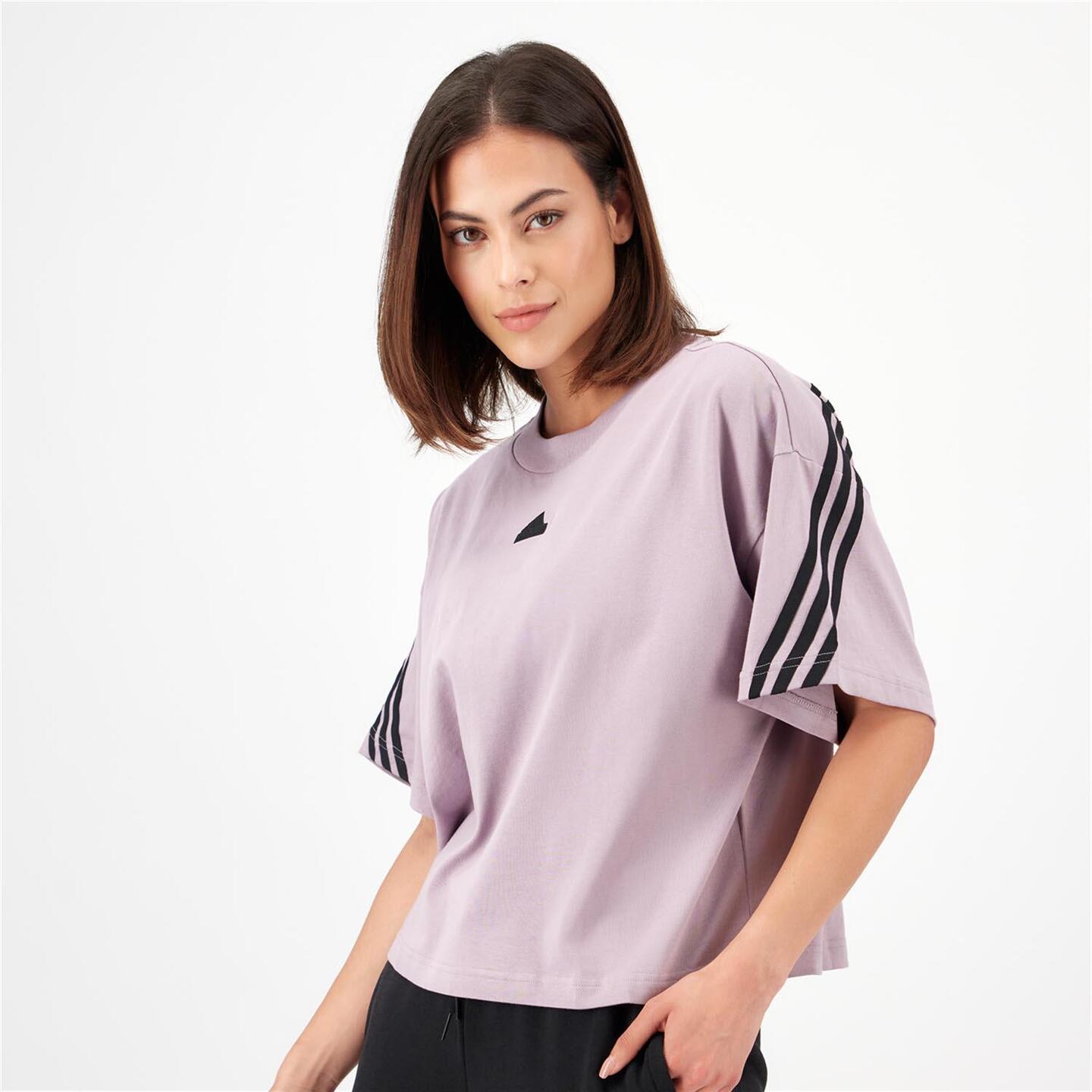 adidas 3 Stripes - morado - Camiseta Boxy Mujer