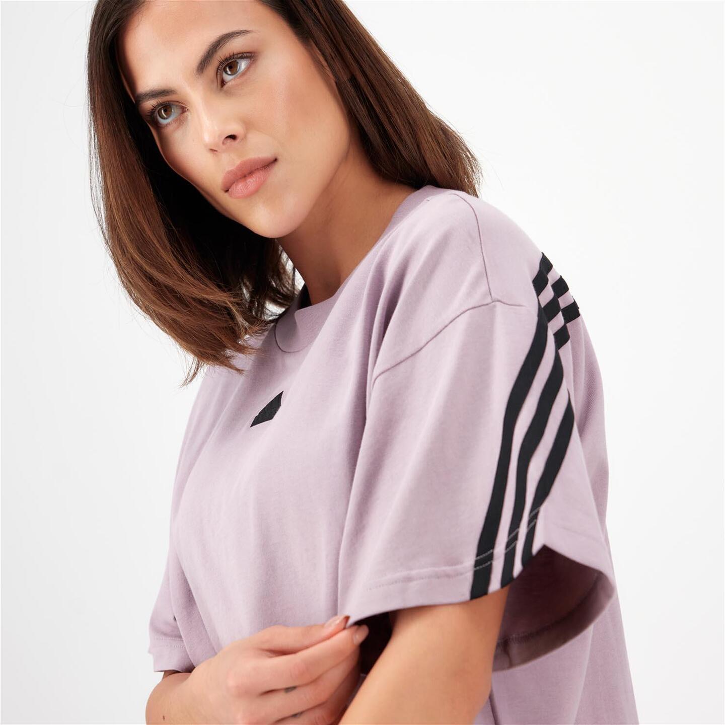 adidas 3 Stripes - morado - Camiseta Boxy Mujer