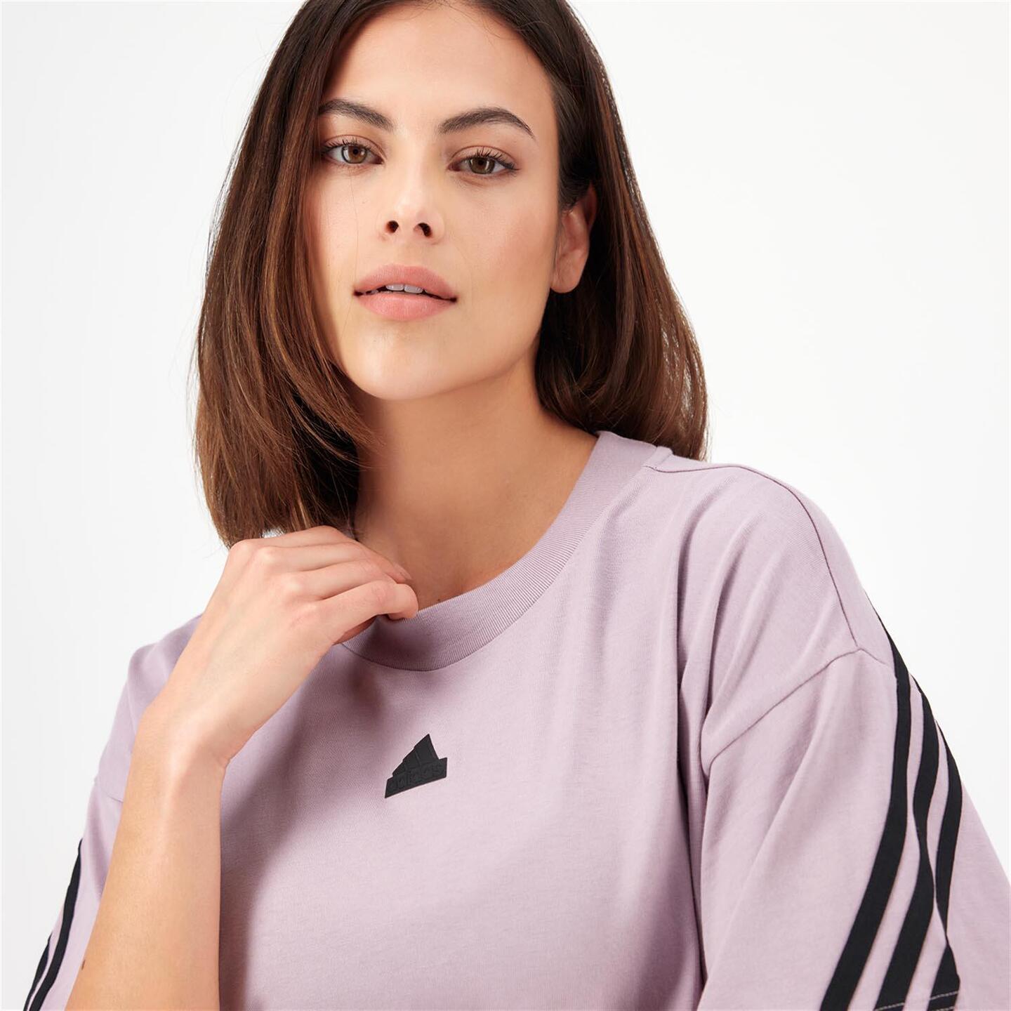 adidas 3 Stripes - morado - Camiseta Boxy Mujer