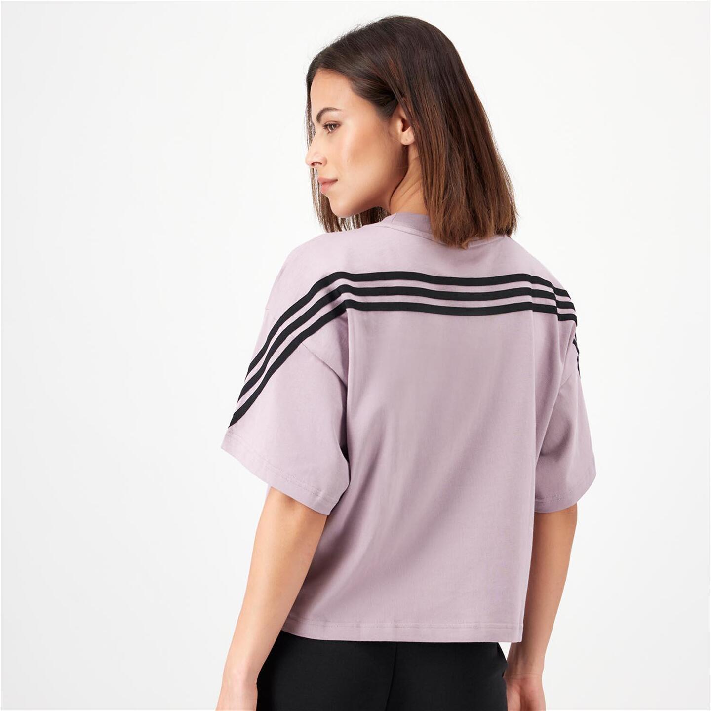 adidas 3 Stripes - morado - Camiseta Boxy Mujer