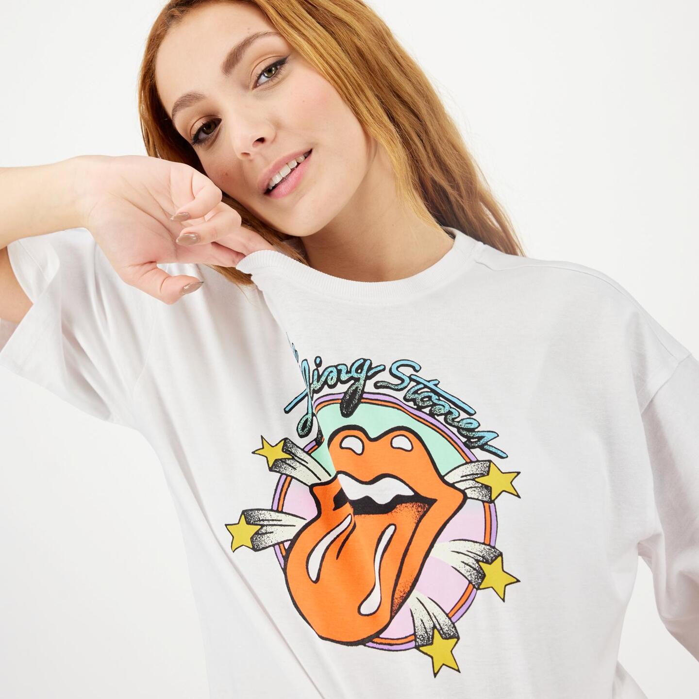 Camiseta blanca rolling stones mujer sale