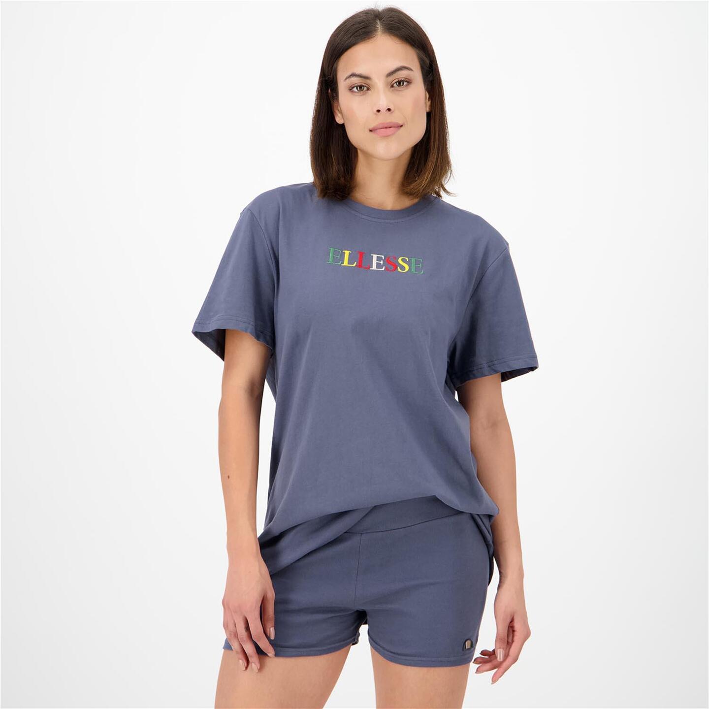 Ellesse Logo Colores - azul - T-shirt Oversize Mulher