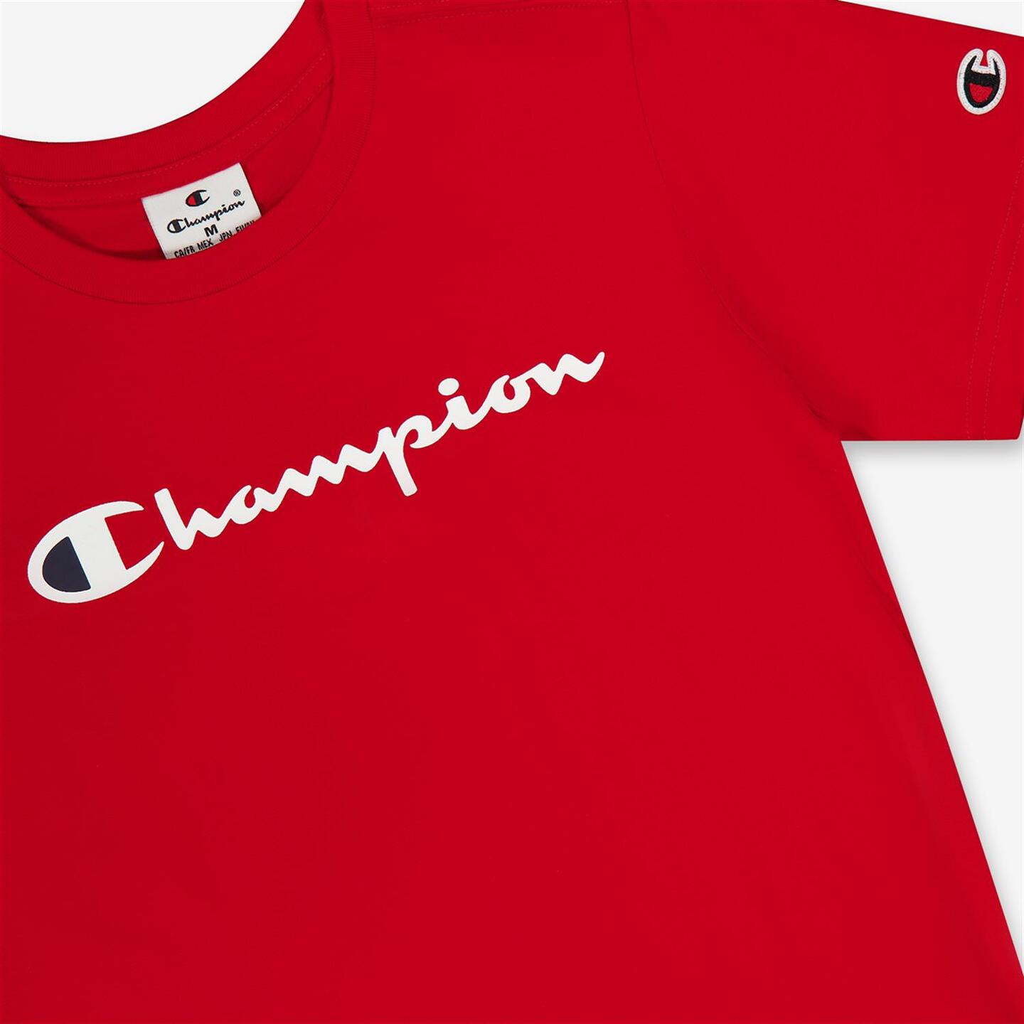 Champion Linear - rojo - T-shirt Algodão Rapaz