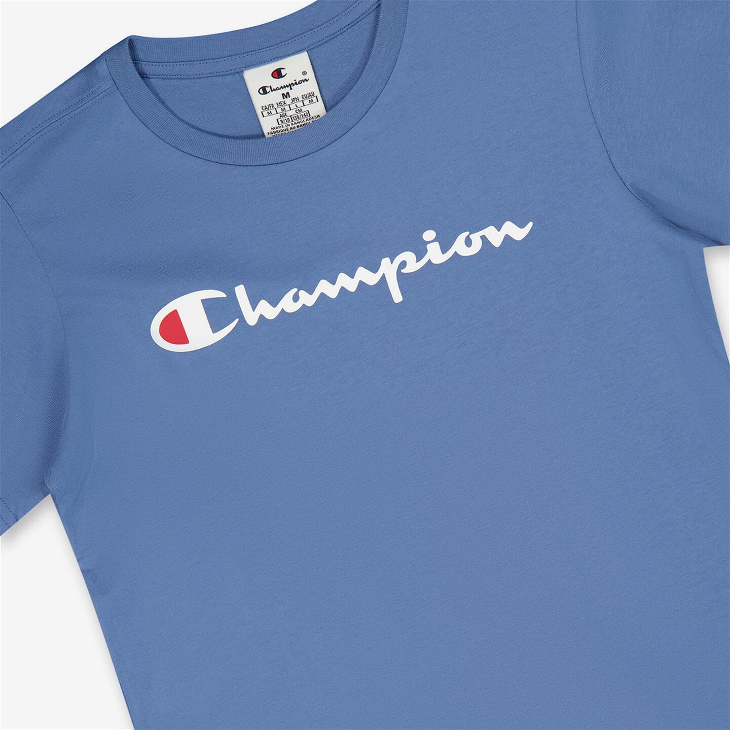 Champion Linear - azul - T-shirt Algodão Rapaz