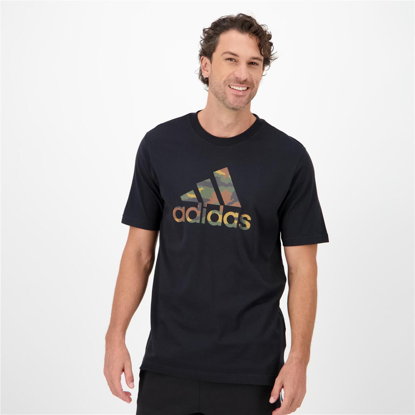 adidas Camo Biglogo - negro - Camiseta Algodón Hombre