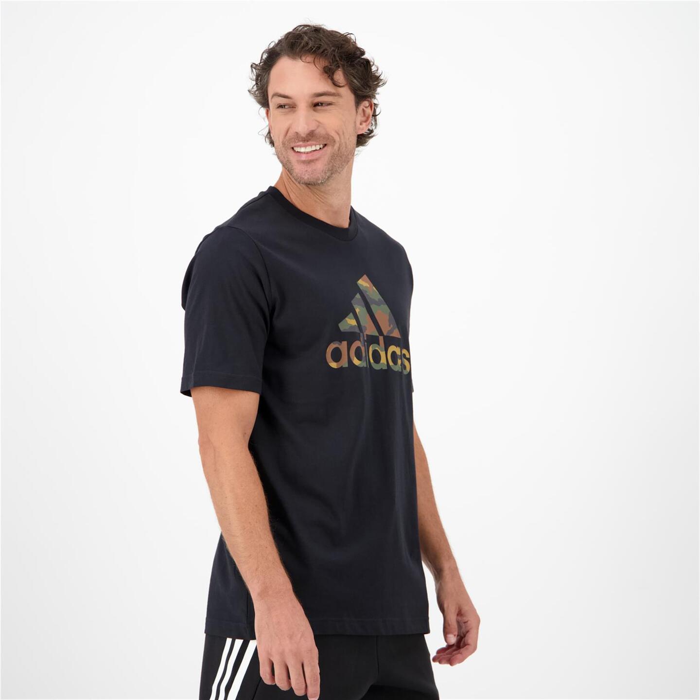 adidas Camo Biglogo - negro - Camiseta Algodón Hombre