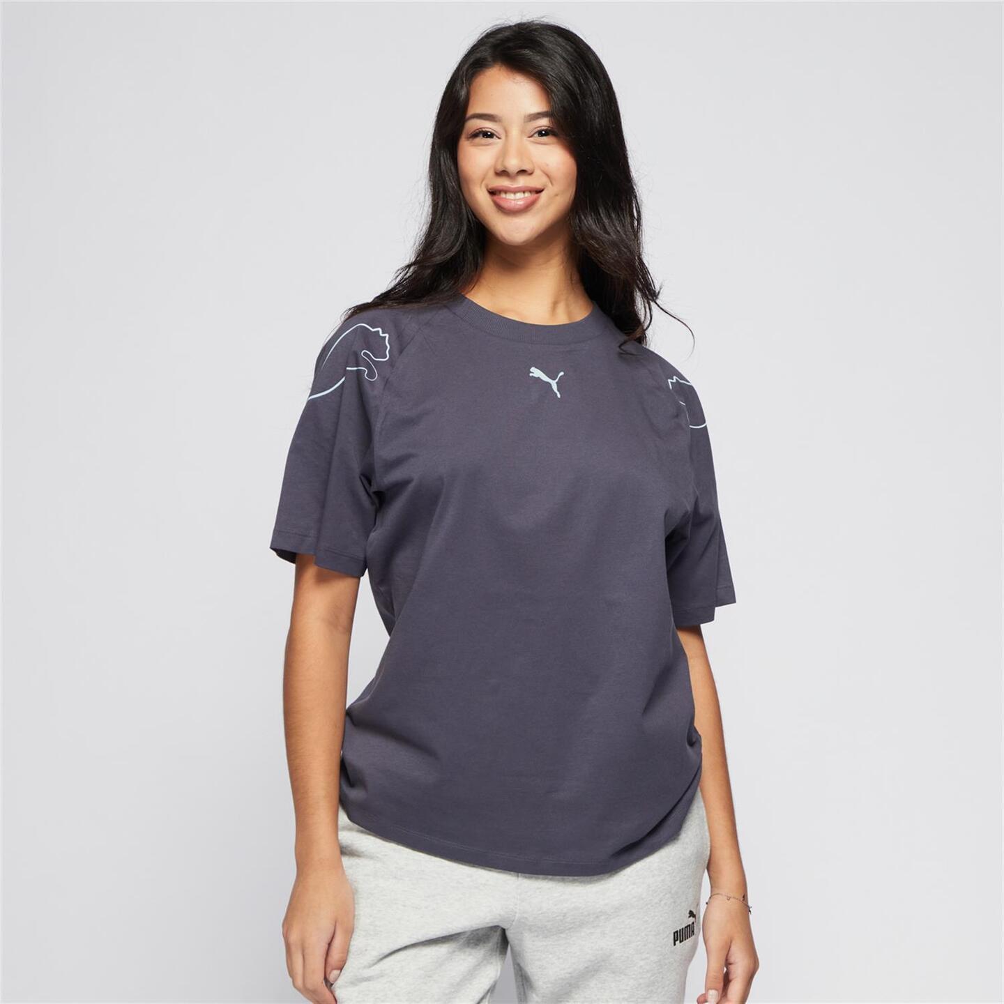 Camiseta Puma Gris Camiseta Algodon Mujer Sprinter