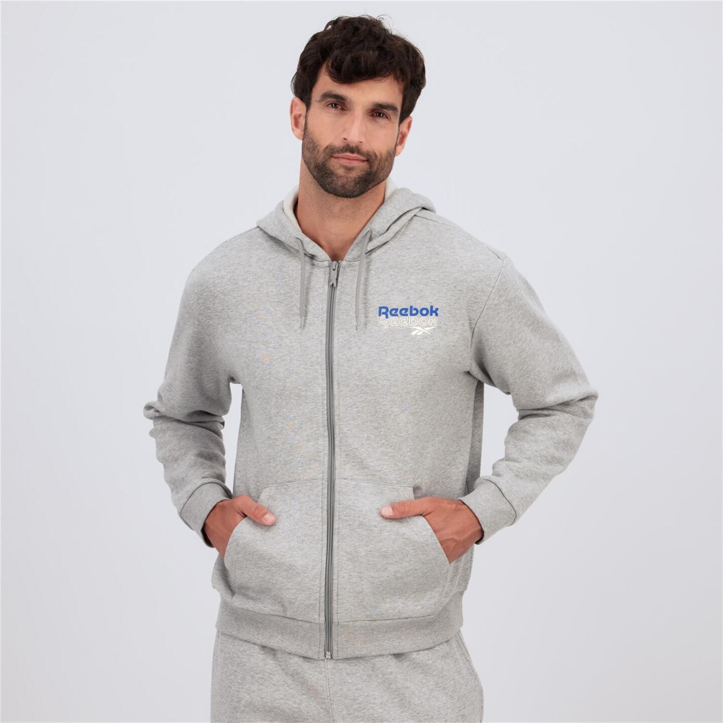 Reebok Badge Gris Sudadera Cremallera Hombre Sprinter