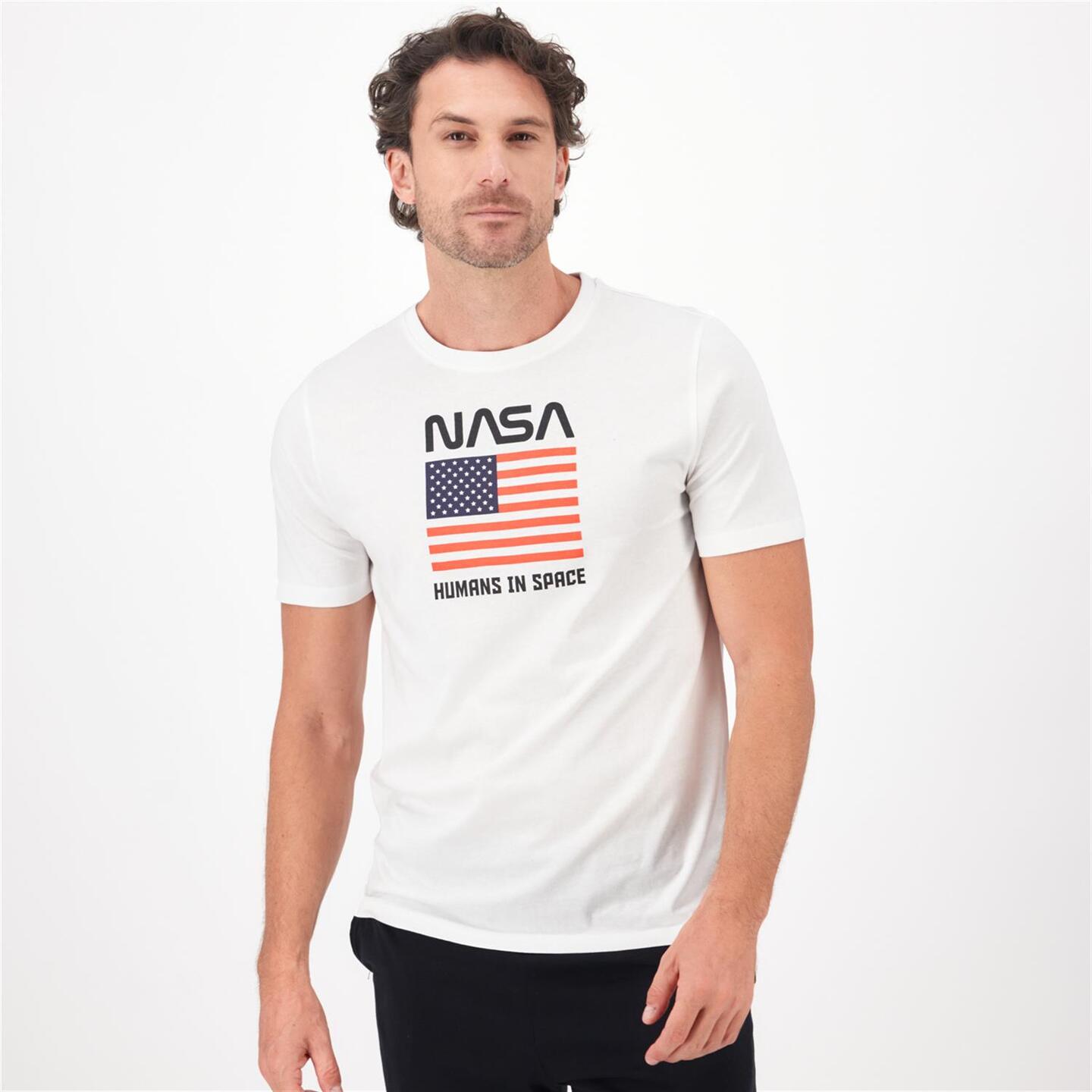 Camiseta NASA Blanco Camiseta Algodon Hombre Sprinter