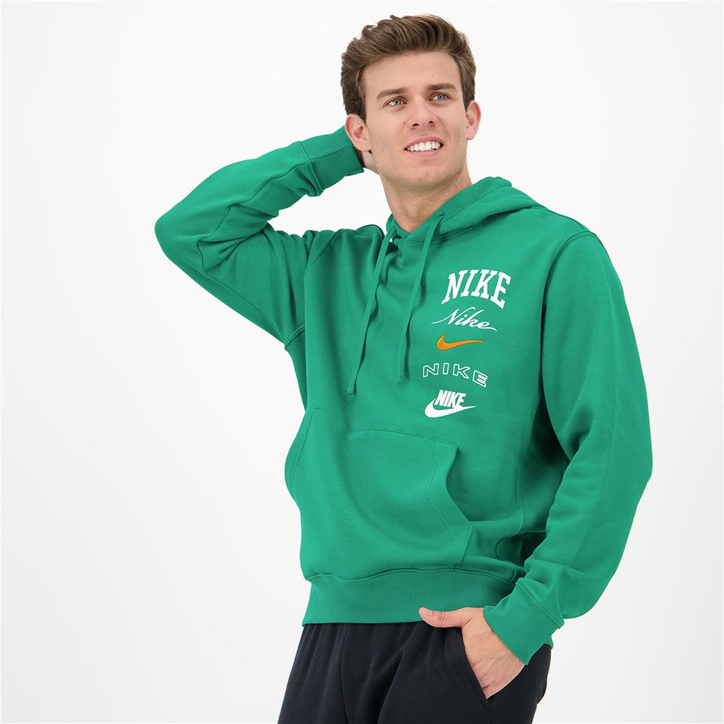 Nike Club Multilogo - verde - Sweatshirt Capuz Homem