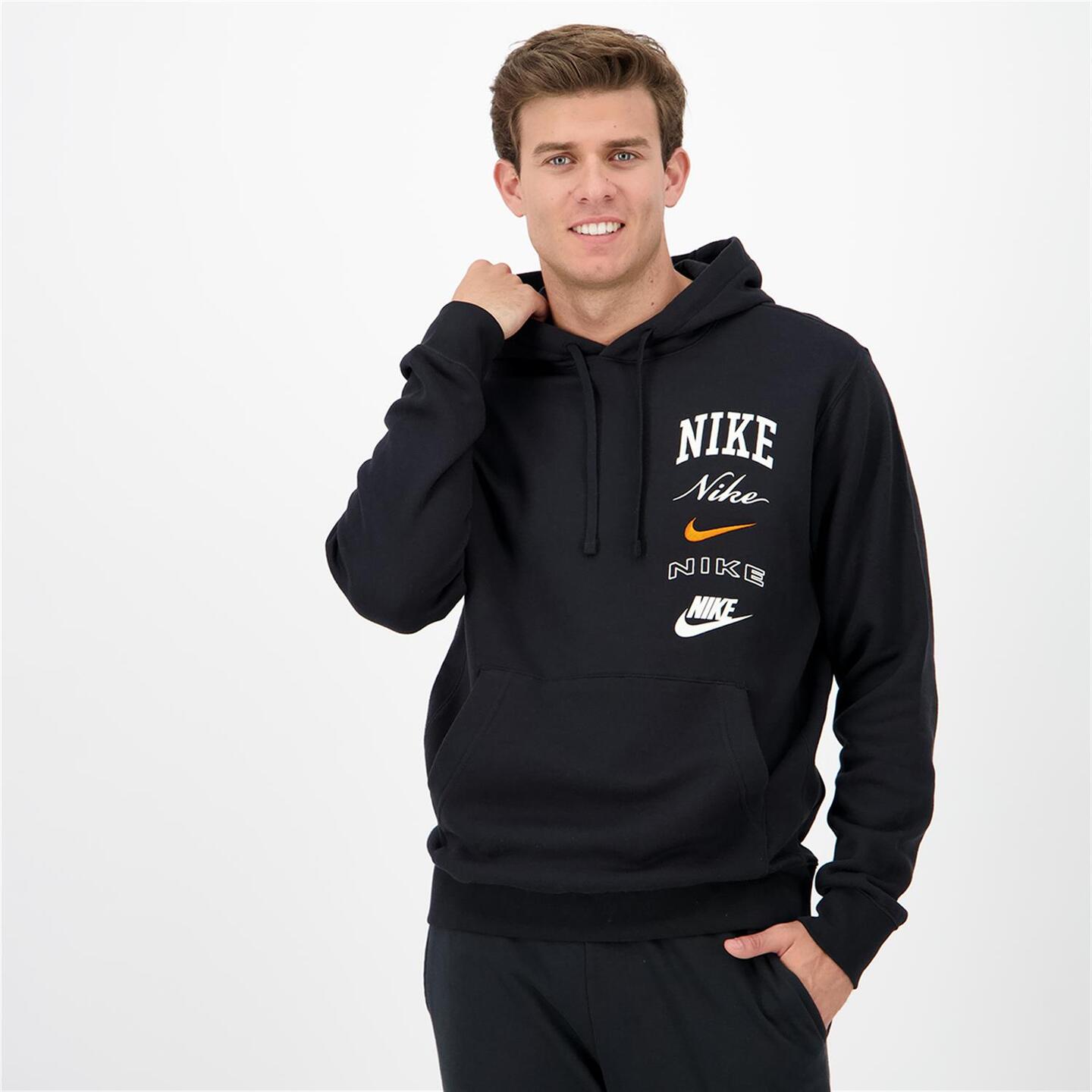 Nike Club Multilogo - negro - Sweatshirt Capuz Homem