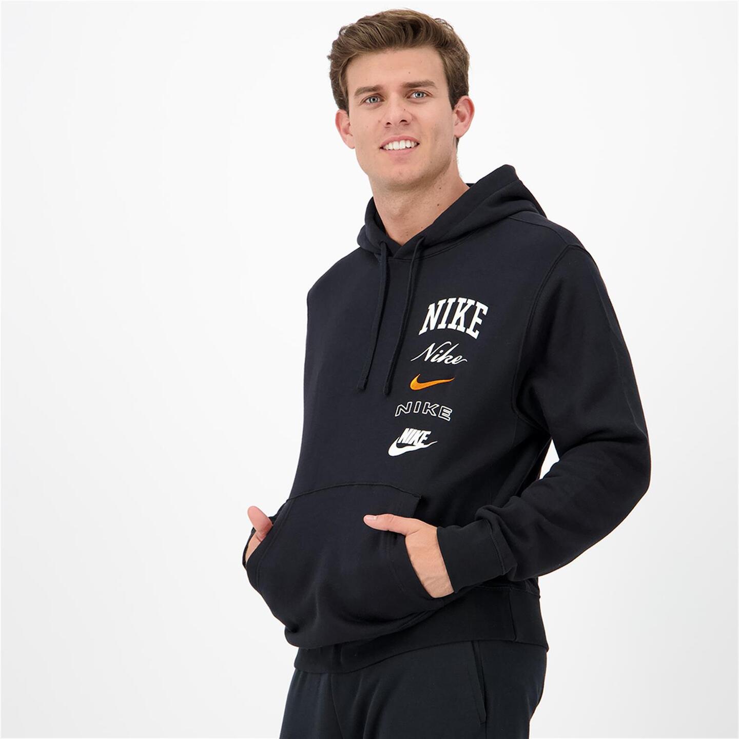 Nike Club Multilogo - negro - Sweatshirt Capuz Homem