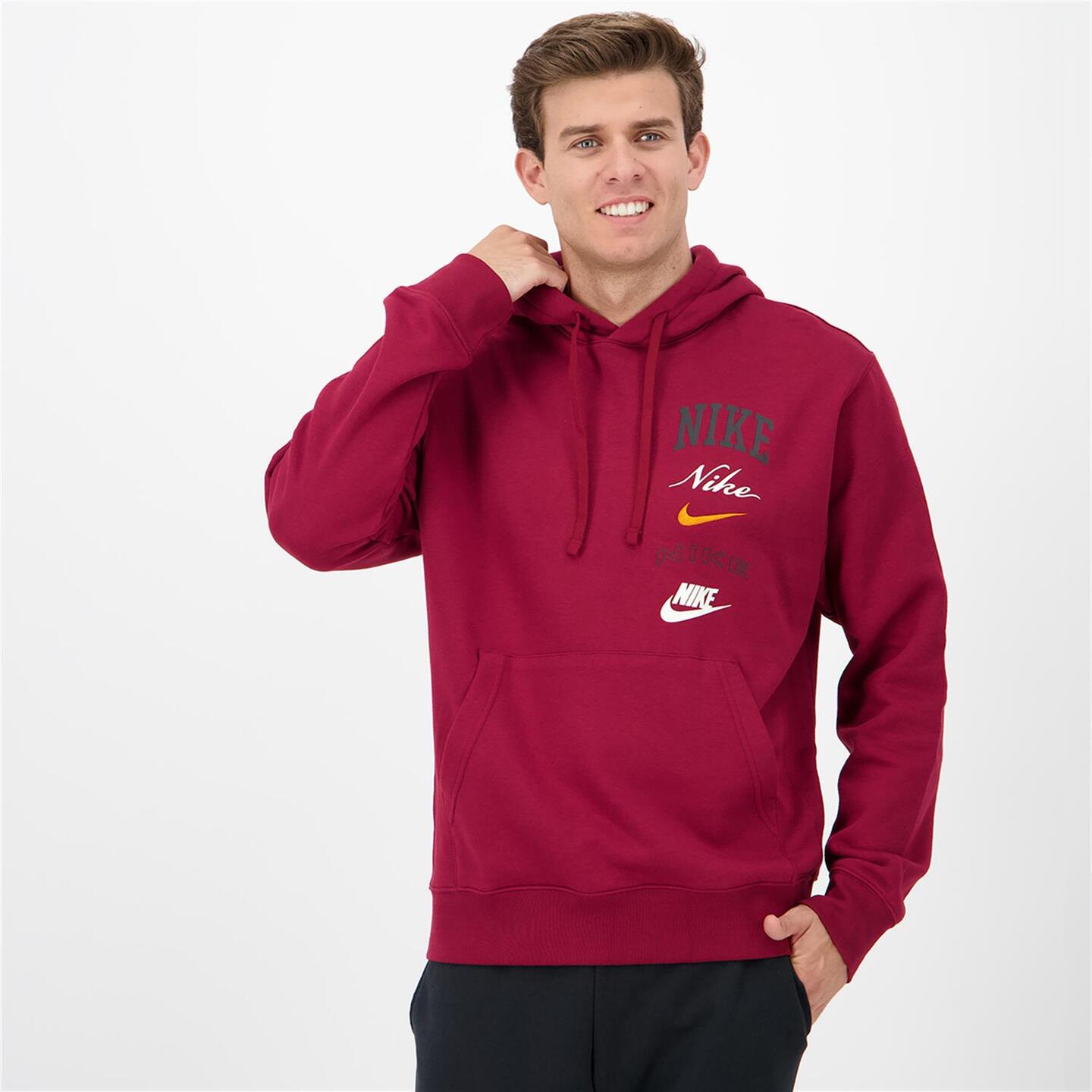 Nike Club Multilogo - rojo - Sweatshirt Capuz Homem