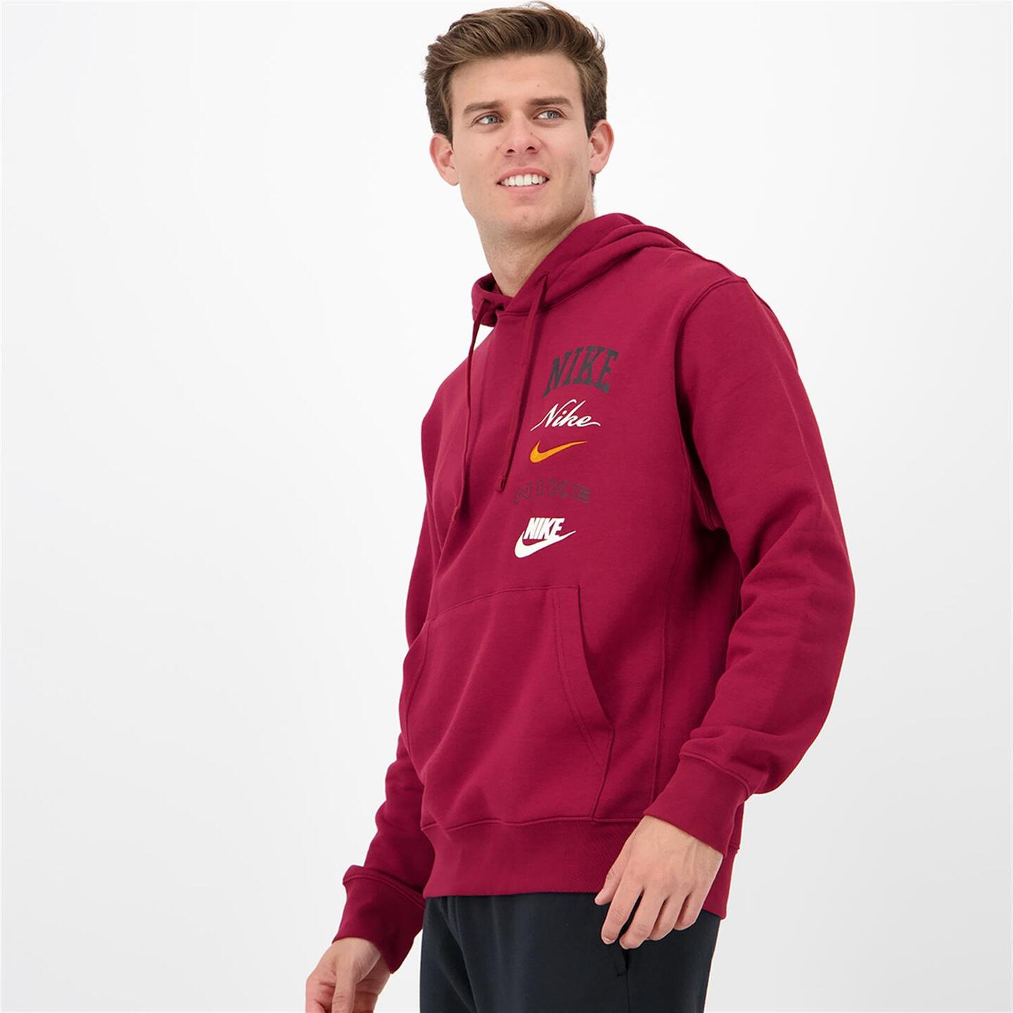 Nike Club Multilogo - rojo - Sweatshirt Capuz Homem