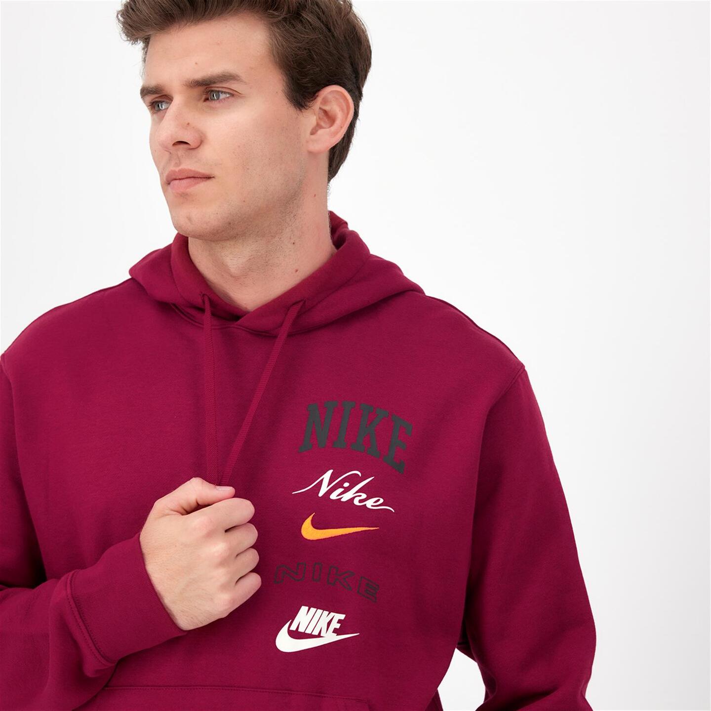 Nike Club Multilogo - rojo - Sweatshirt Capuz Homem