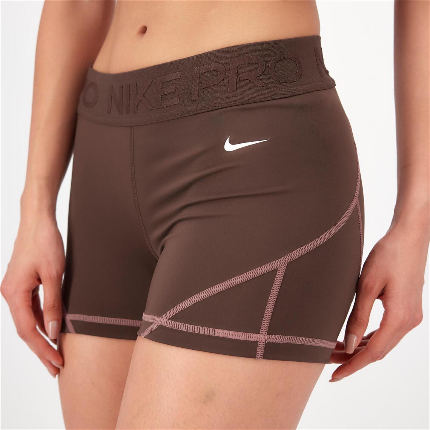 Nike Pro - marron - Mallas Cortas 3" Mujer