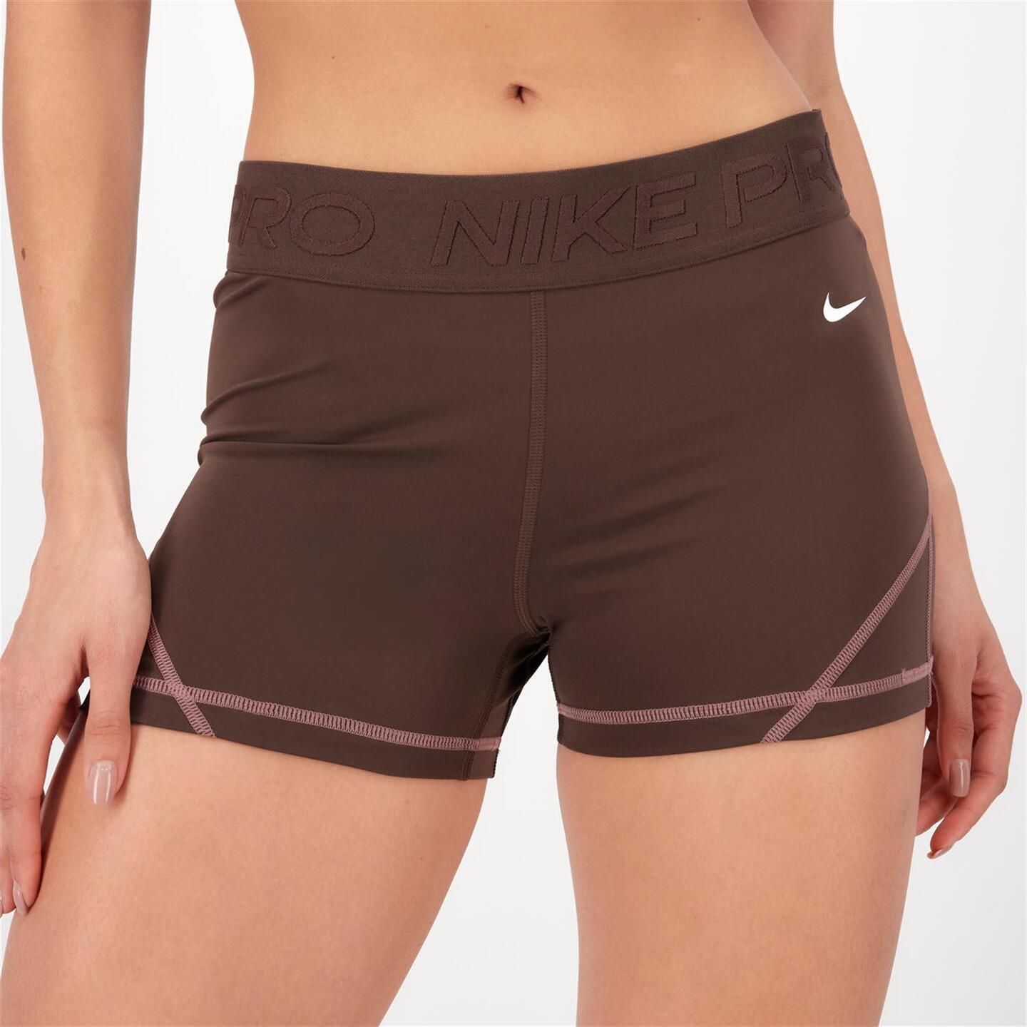 Nike Pro - marron - Mallas Cortas 3" Mujer