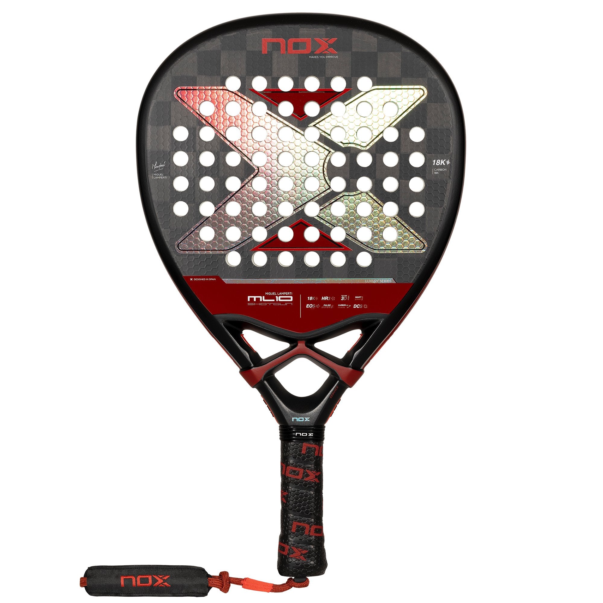 Raquete De Padel Nox Ml10 Shotgun 18k Luxury Series 2024 - negro-rojo - 