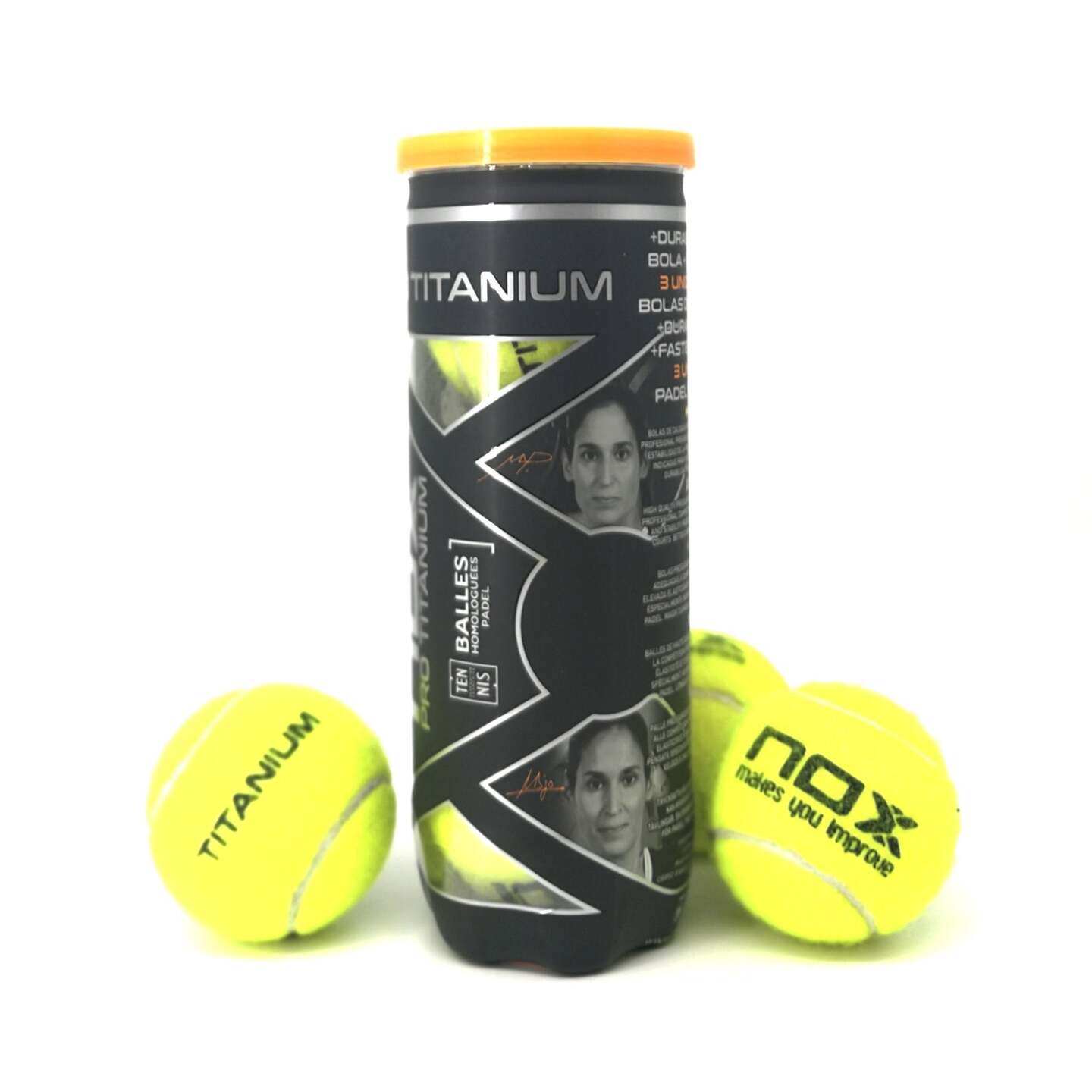 Bote De 3 Pelotas De Pádel Pro Titanium Nox - amarillo - 