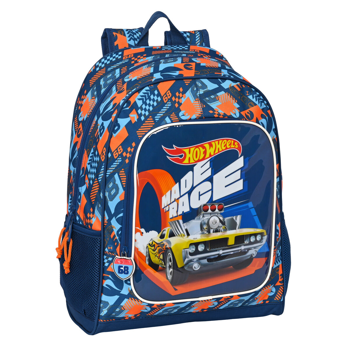 Mochila Escolar Hot Wheels Speed Club - azul-naranja - undefined