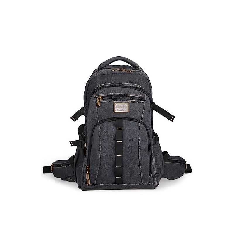 Mochila De Lona Vintage Informal De 50 Litros - negro - undefined