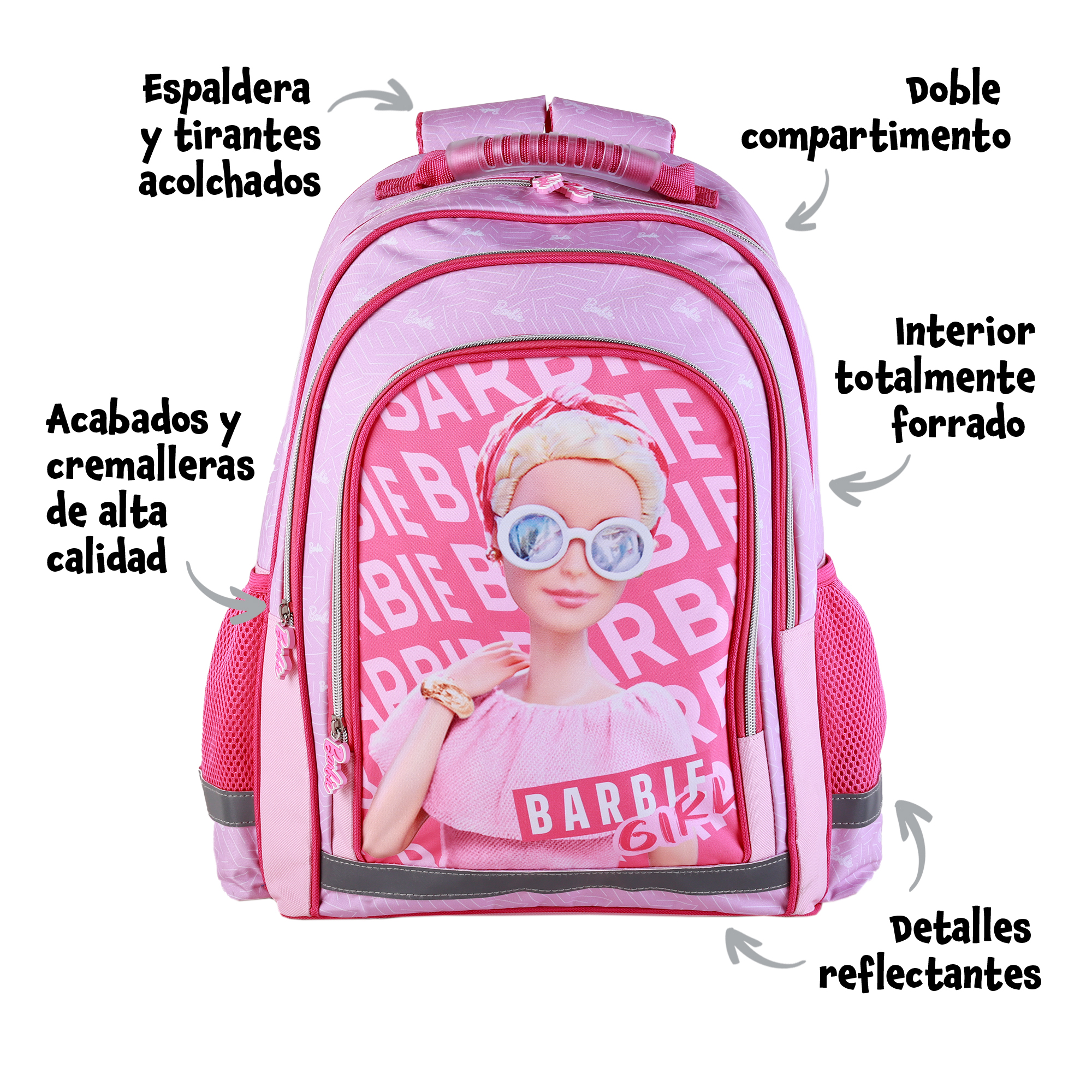 Mochila Escolar Barbie Chic + Carro Toybags Con 4 Ruedas Giratorias 41.5 X 30 X 17 Cm - multicolor - 