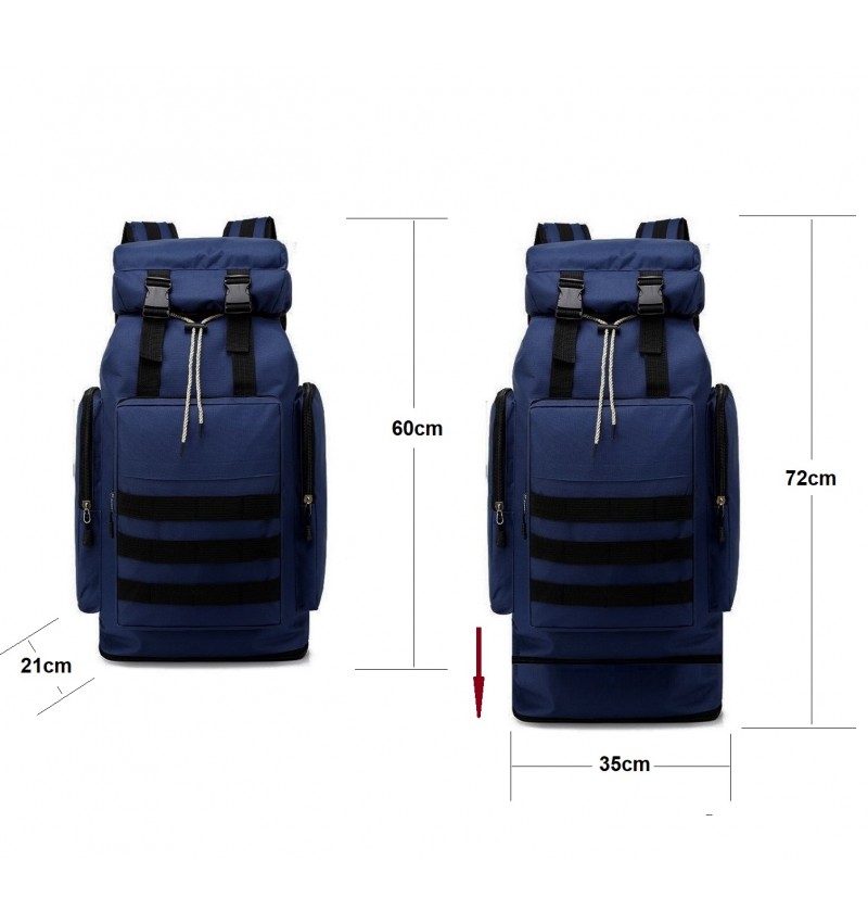 Mochila De Senderismo 60l+10l Macuto Plegable Huaxin - azul - 