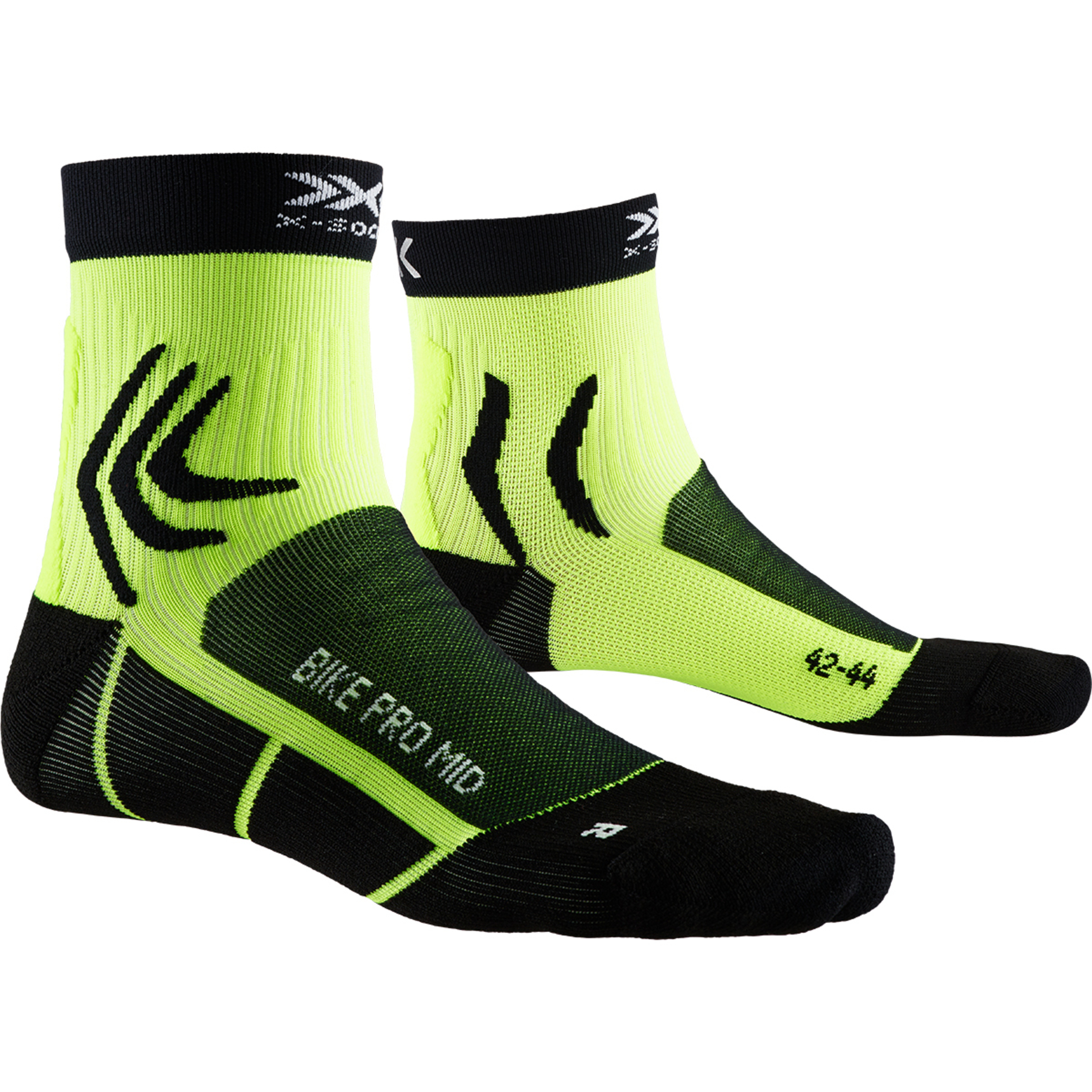 Calcetin Bike Pro Mid X-socks - negro-verde-lima - 